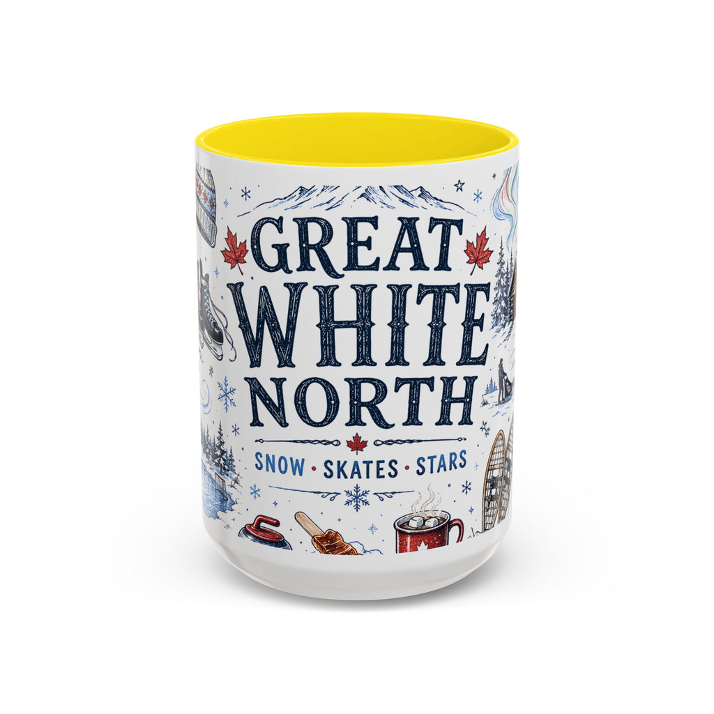 Great White North Coffee Mug | Canadian Pride Gift | Accent Color Ceramic 11oz 15oz