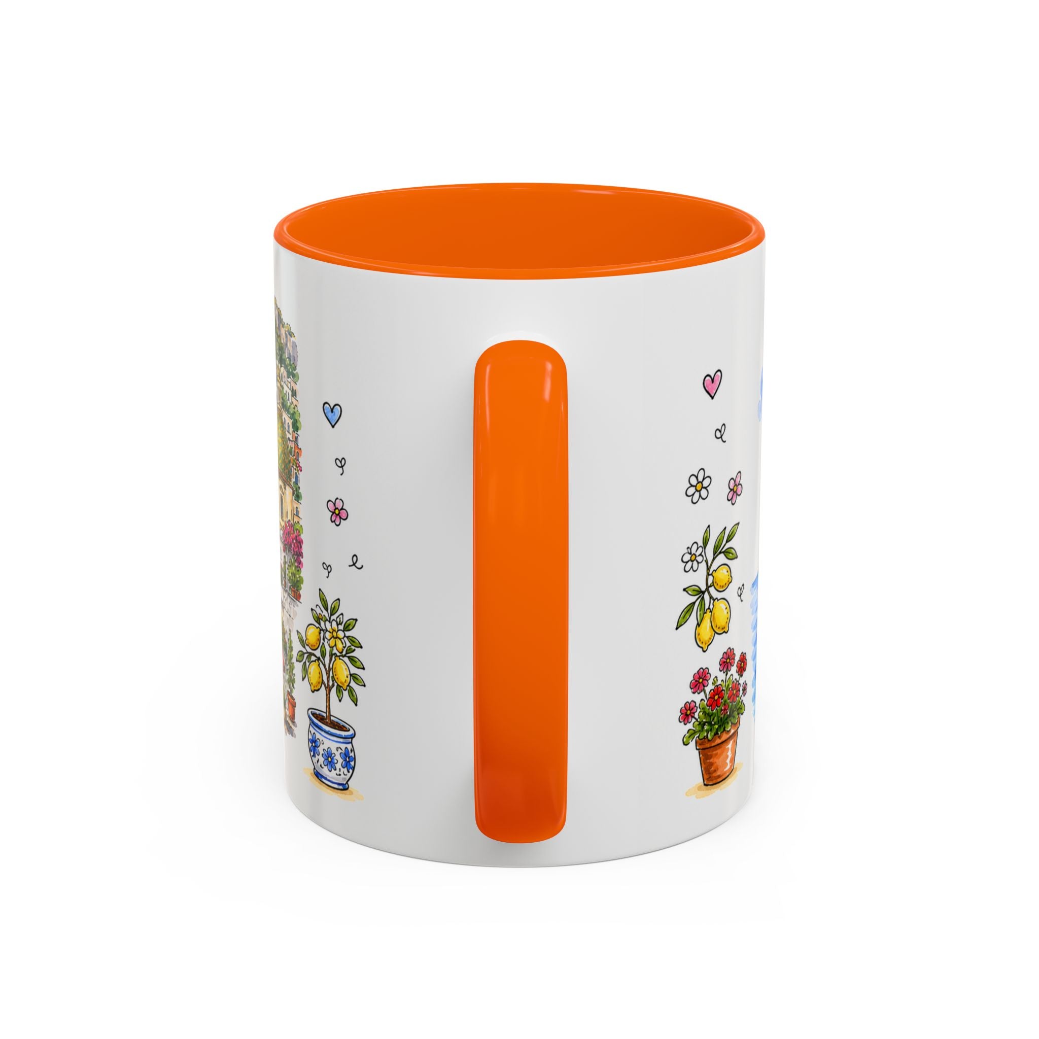 Positano Illustrated Travel Mug | Italy Souvenir Accent Coffee Mug | 11oz 15oz Ceramic Cup