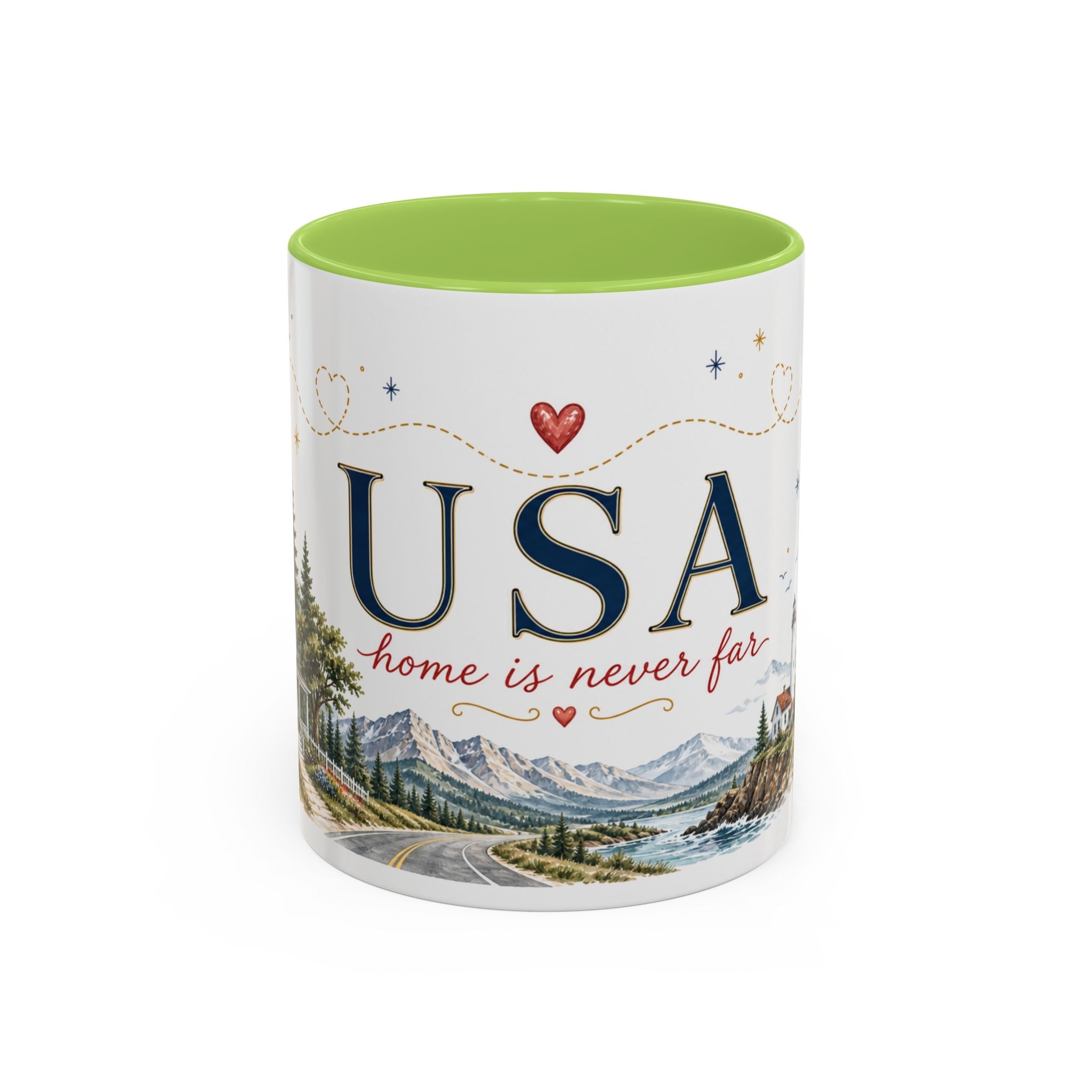 USA Home Country Mug | Moving Away Gift | Long Distance Friendship | 11 oz 15 oz Accent Mug