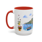 Positano Illustrated Travel Mug | Italy Souvenir Accent Coffee Mug | 11oz 15oz Ceramic Cup