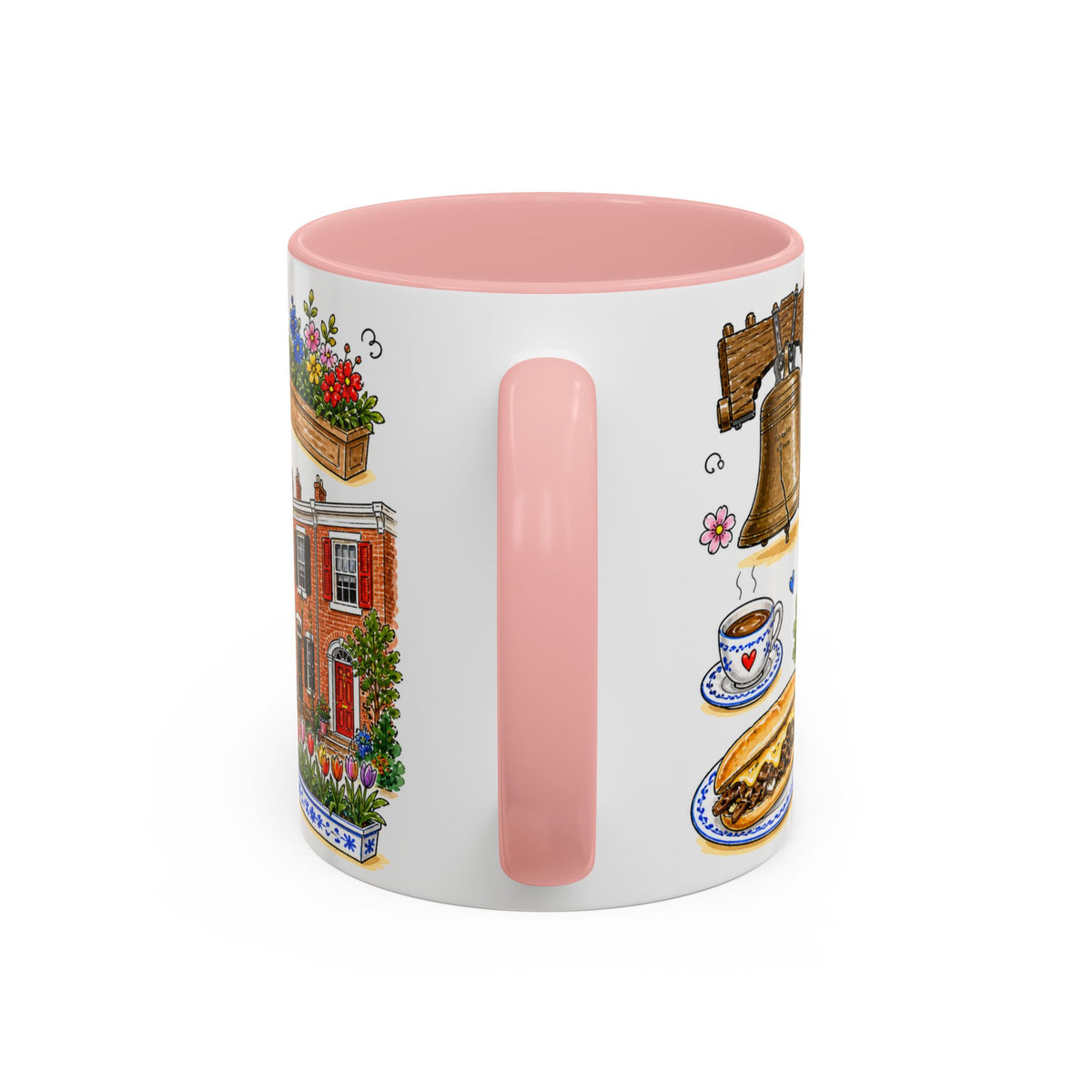 Philadelphia Illustrated Travel Mug | City Souvenir Accent Coffee Mug | 11oz 15oz Ceramic Cup