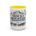 Rocky Mountain Coffee Mug | National Park Hiking Camping Gift | Accent Color Ceramic 11oz 15oz