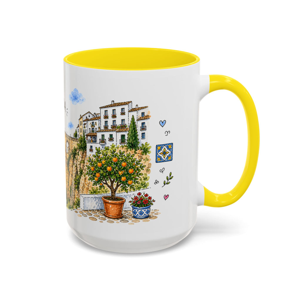 Ronda Illustrated Travel Mug | Spain Souvenir Accent Coffee Mug | 11oz 15oz Ceramic Cup