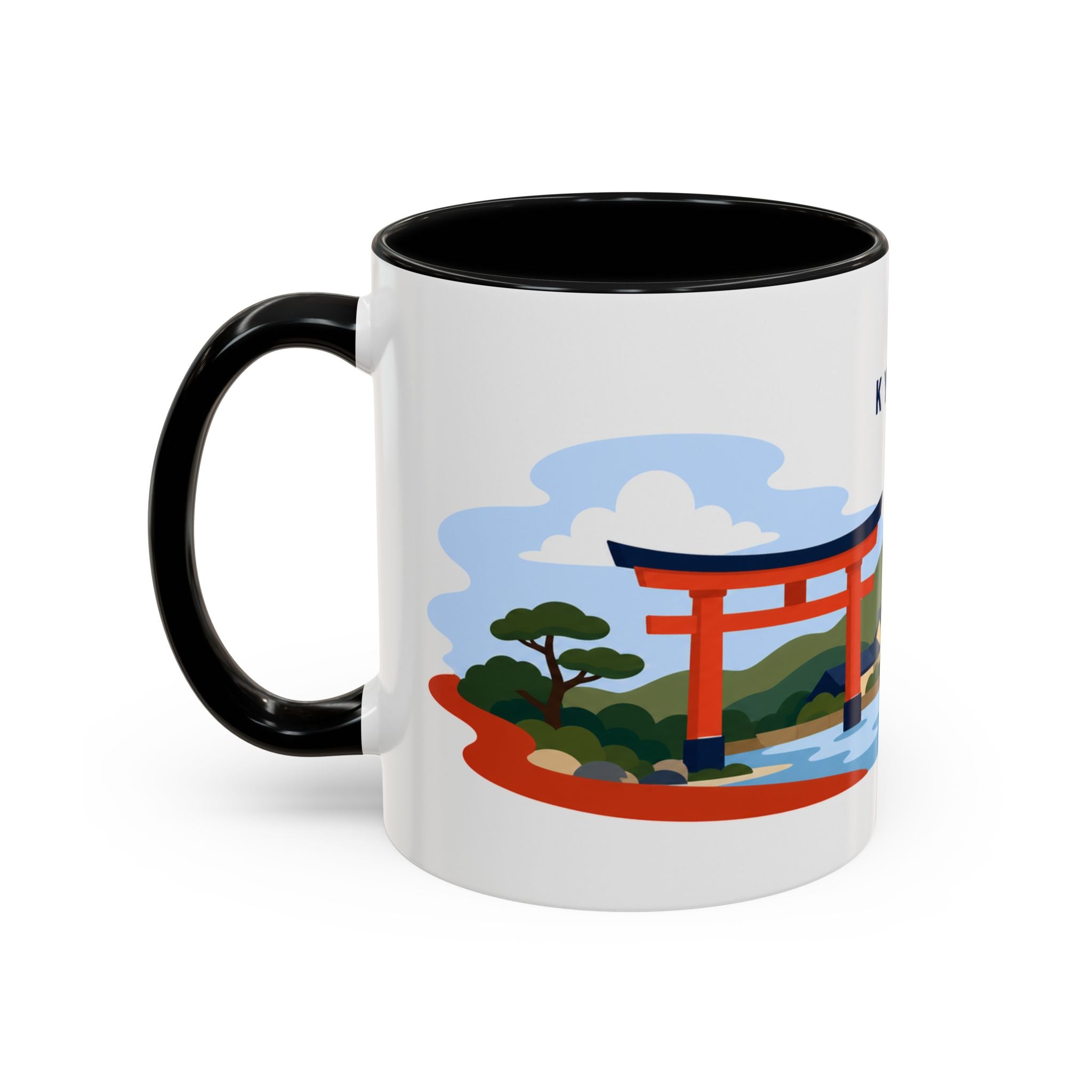 Kyoto Coffee Mug | Travel Destination Souvenir Gift | Accent Color Ceramic 11oz 15oz