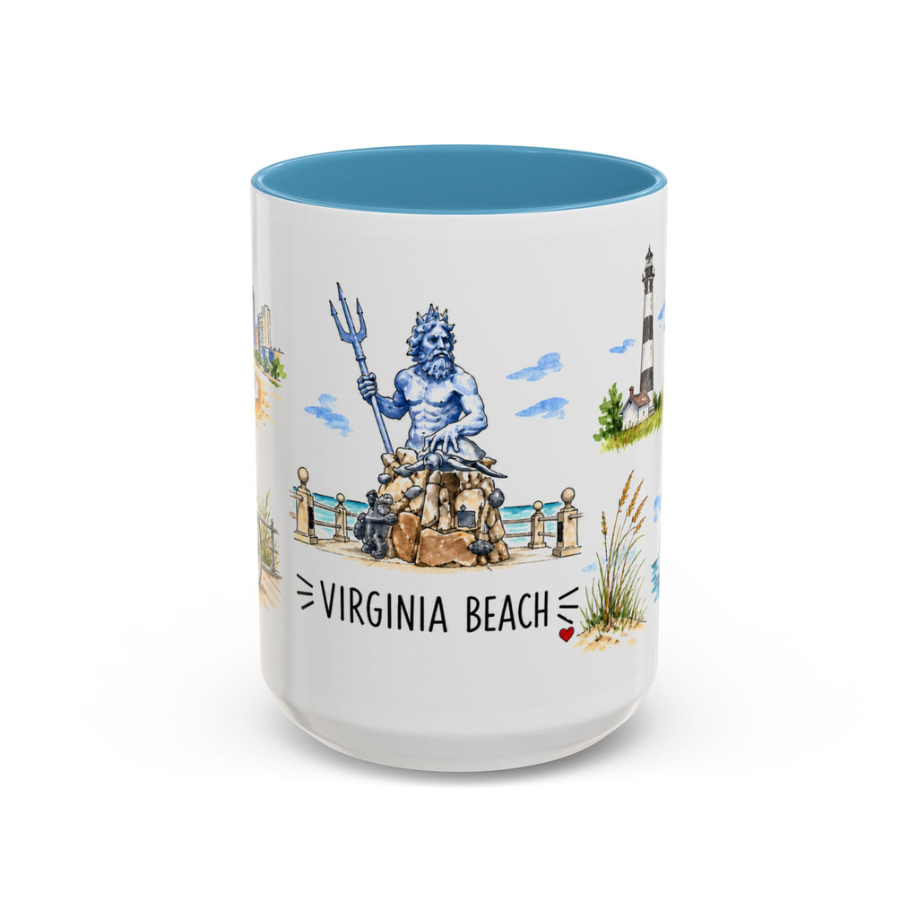 Virginia Beach Illustrated Travel Mug | City Souvenir Accent Coffee Mug | 11oz 15oz Ceramic Cup