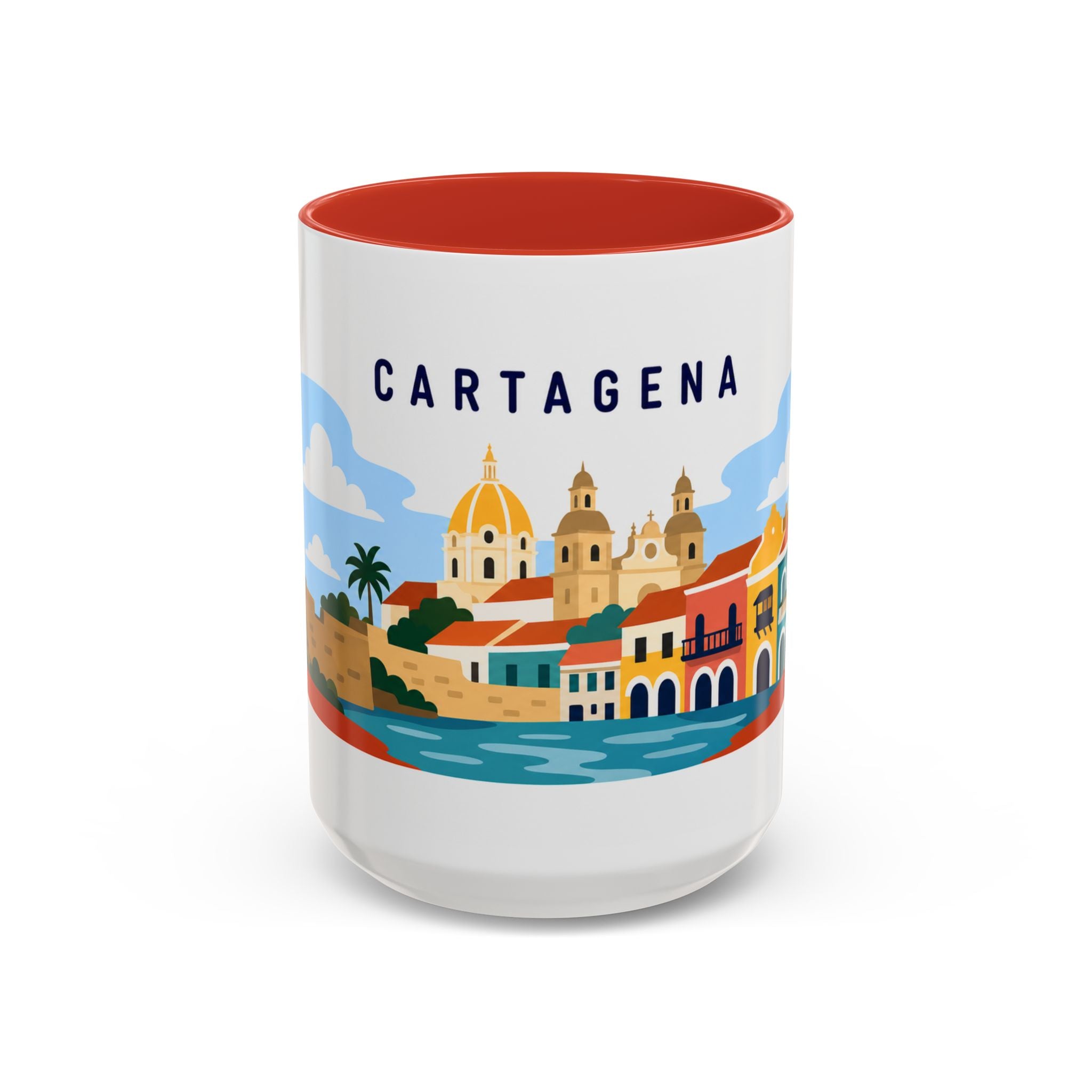 Cartagena Coffee Mug | Travel Destination Souvenir Gift | Accent Color Ceramic 11oz 15oz