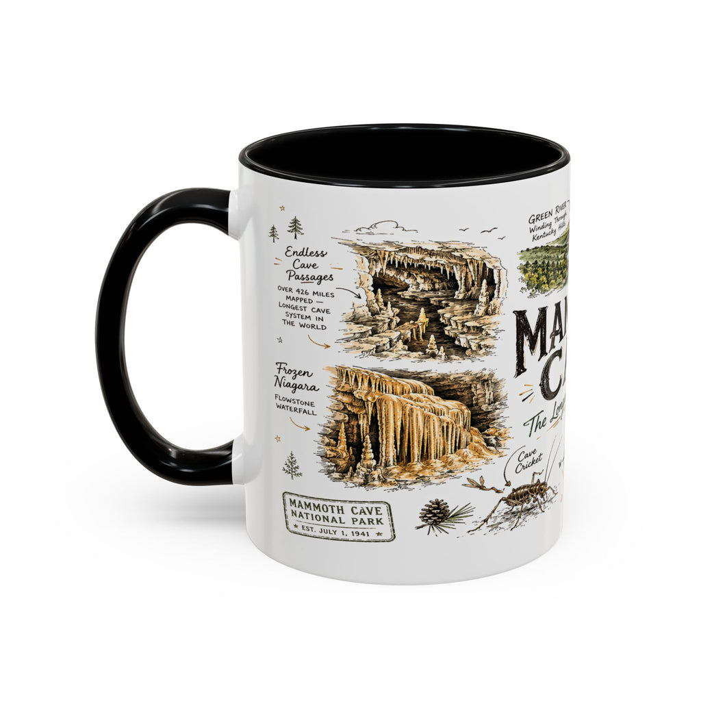 Mammoth Cave National Park Coffee Mug | Kentucky Cave Exploration Hiking Gift | Accent Color Ceramic 11oz 15oz