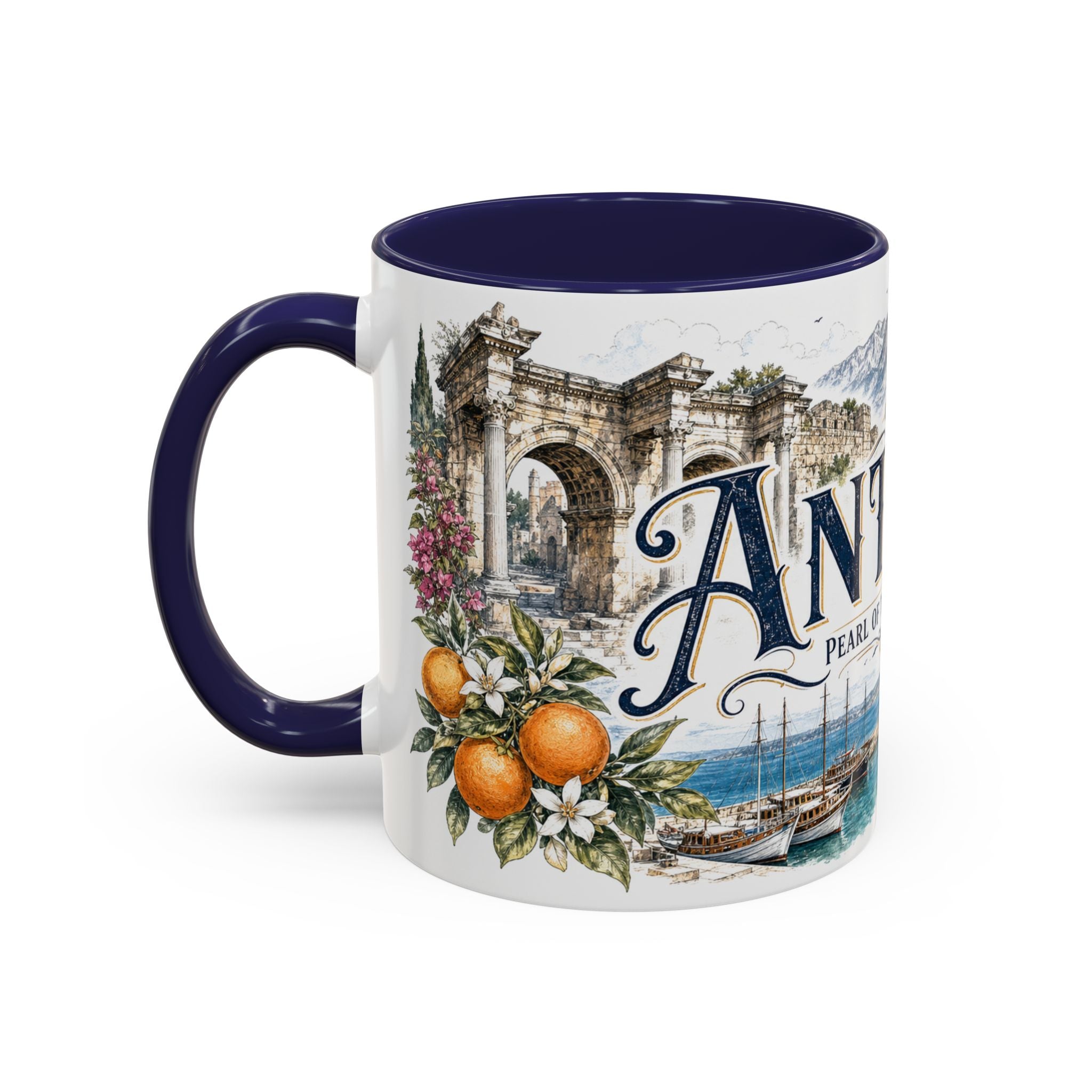 Antalya Coffee Mug | Turkey Travel Souvenir | Vintage Illustrated City Gift | 11 oz 15 oz Accent Mug