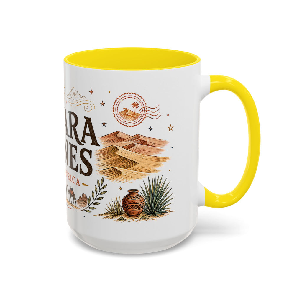 Sahara Dunes Coffee Mug | Travel Destination Souvenir Gift | Accent Color Ceramic 11oz 15oz