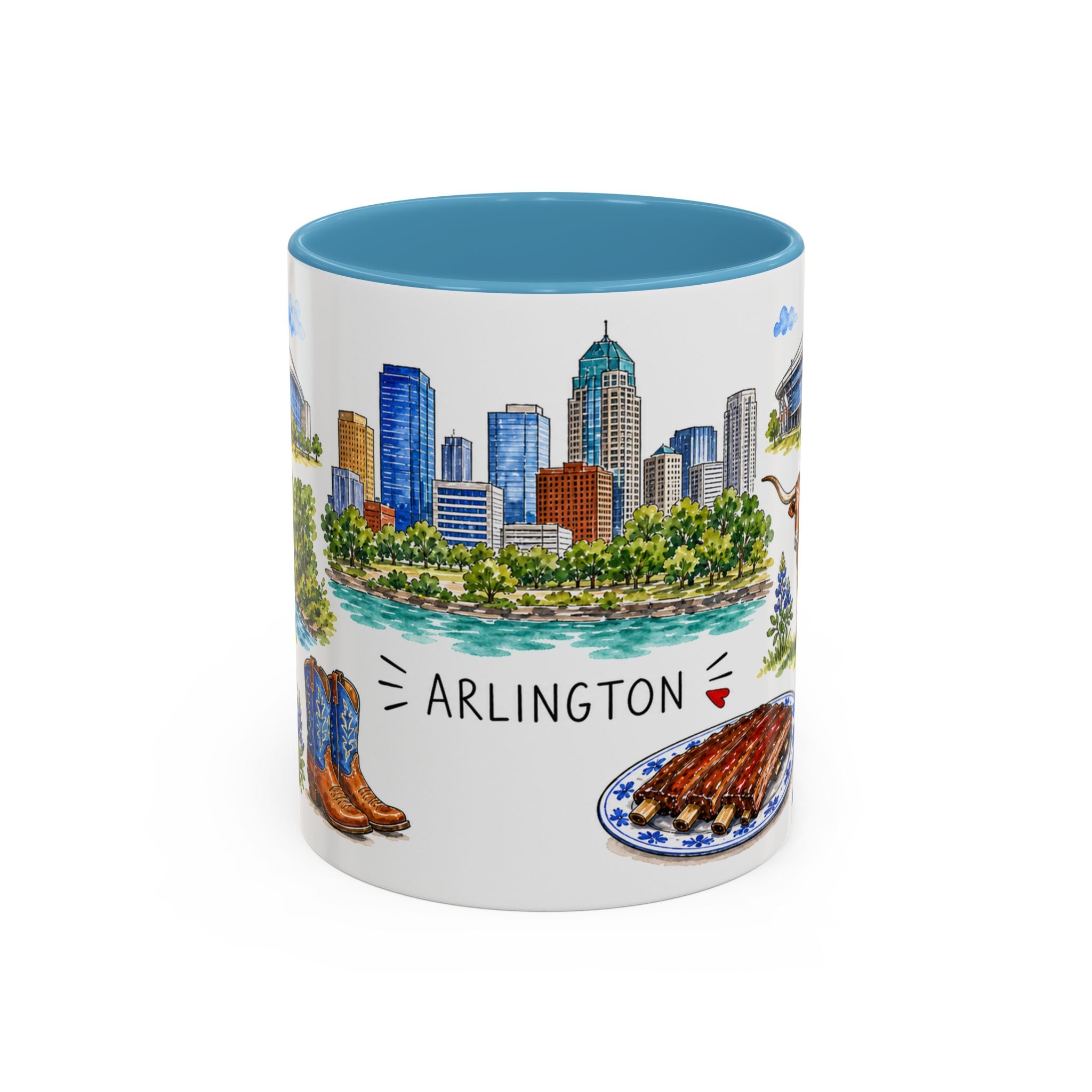 Arlington Illustrated Travel Mug | City Souvenir Accent Coffee Mug | 11oz 15oz Ceramic Cup