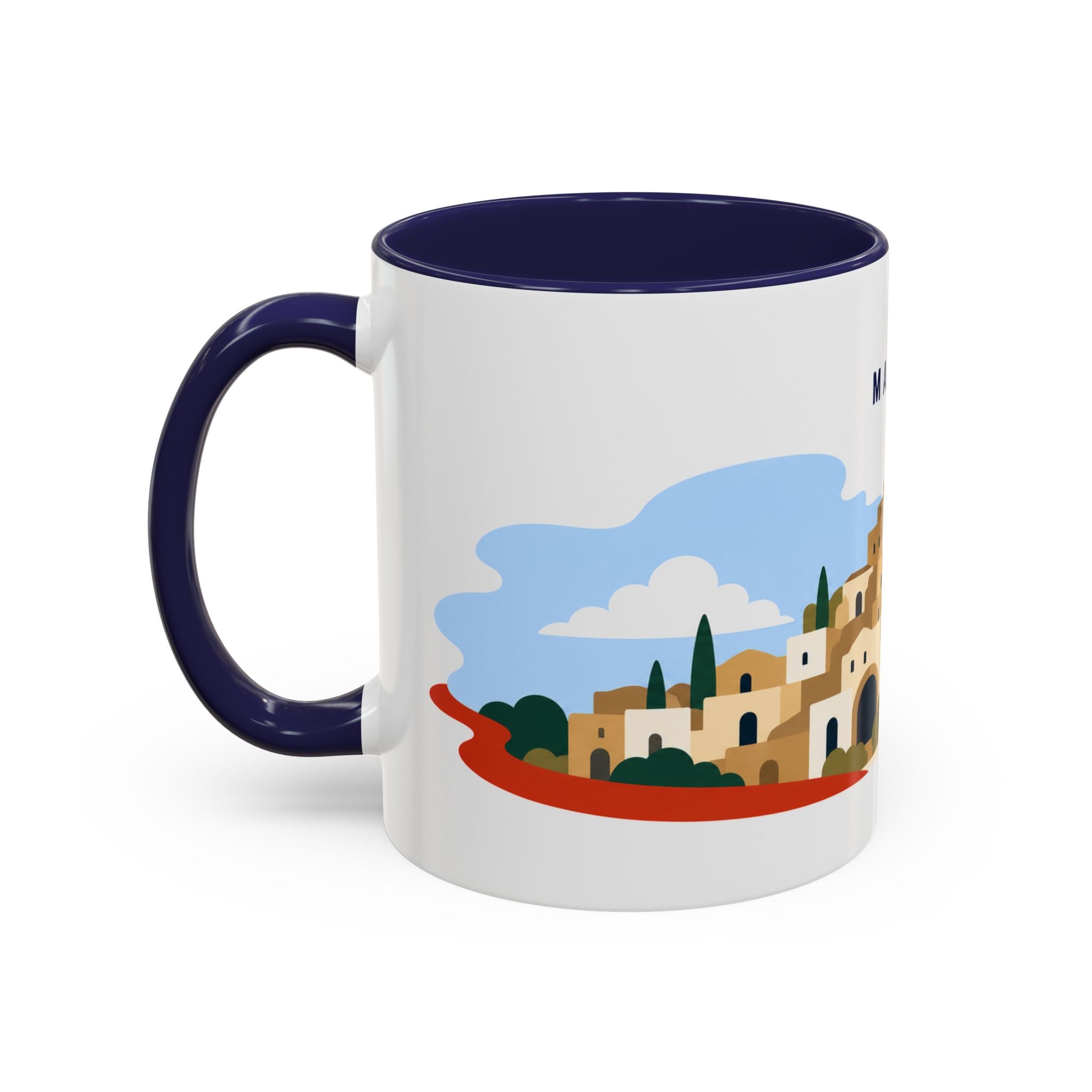 Matera Coffee Mug | Travel Destination Souvenir Gift | Accent Color Ceramic 11oz 15oz