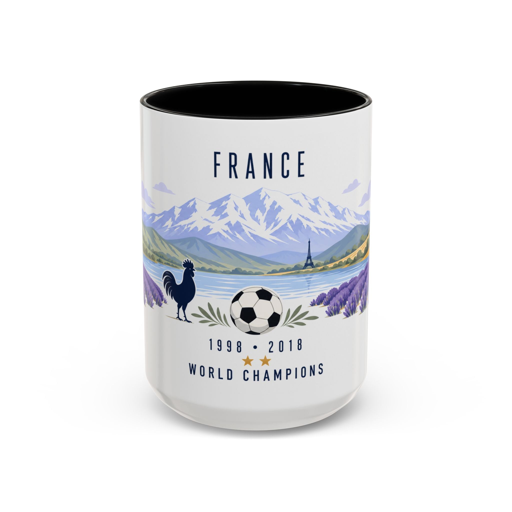 France World Champions Mug | Two Time Soccer Champion Gift | French Football Fan Cup | 1998 2018 | 11oz 15oz Accent Mug