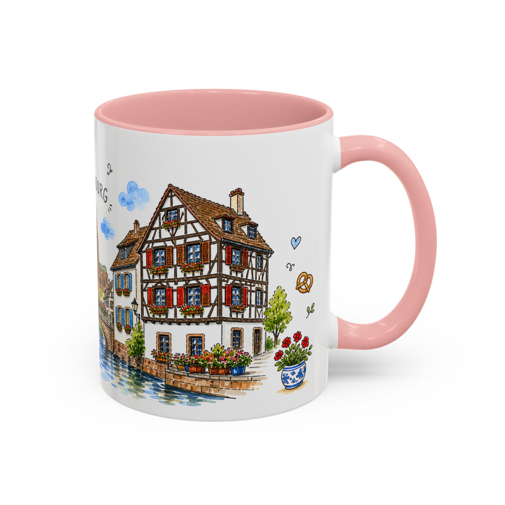 Strasbourg Illustrated Travel Mug | France Souvenir Accent Coffee Mug | 11oz 15oz Ceramic Cup