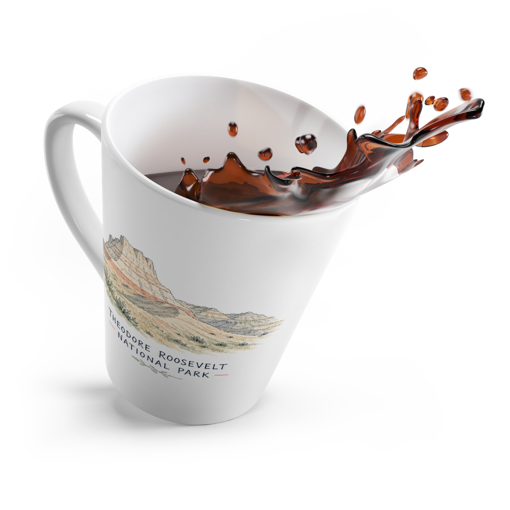 Theodore Roosevelt National Park Latte Mug | Pastel Watercolor Nature Coffee Cup | 12 oz Travel Souvenir Gift
