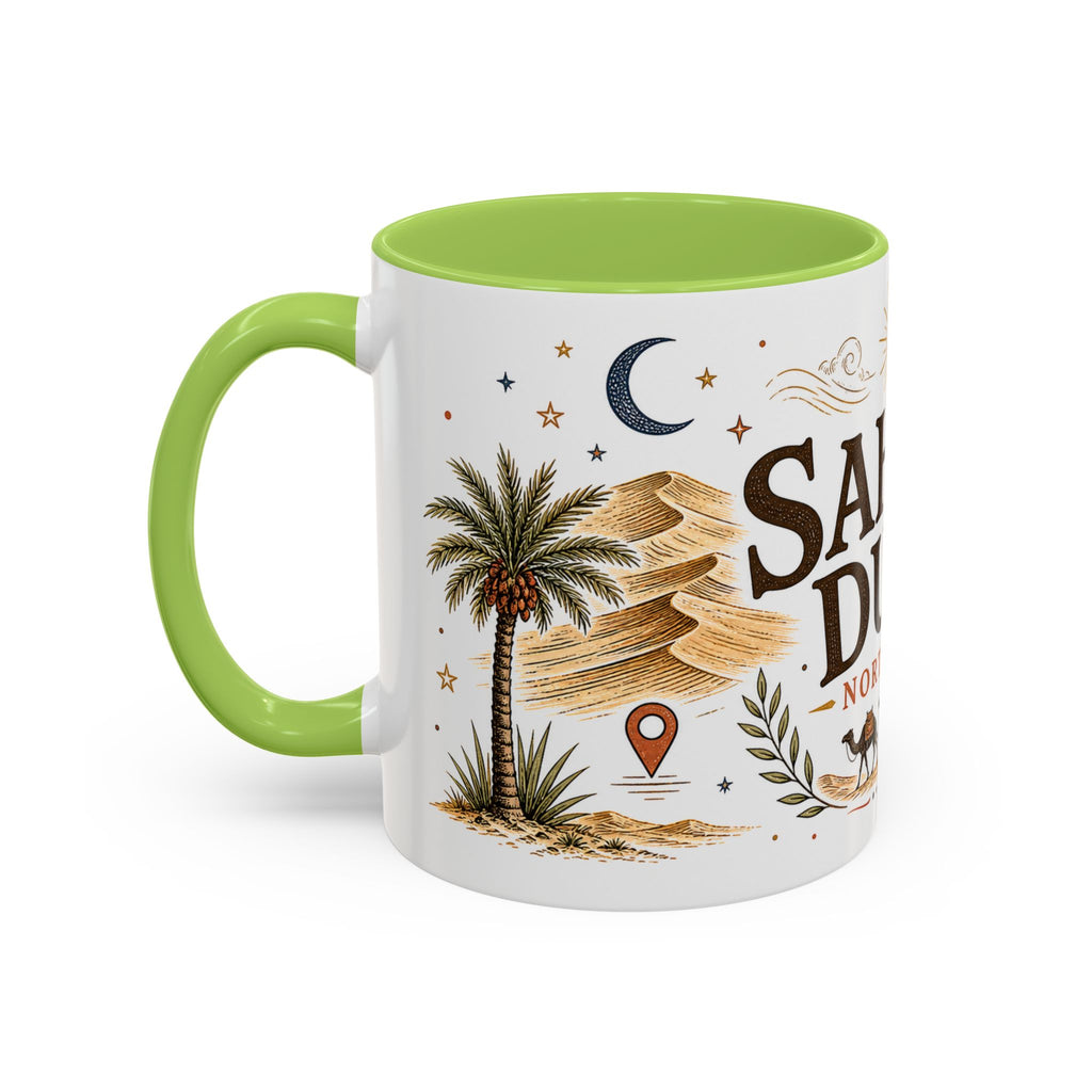 Sahara Dunes Coffee Mug | Travel Destination Souvenir Gift | Accent Color Ceramic 11oz 15oz