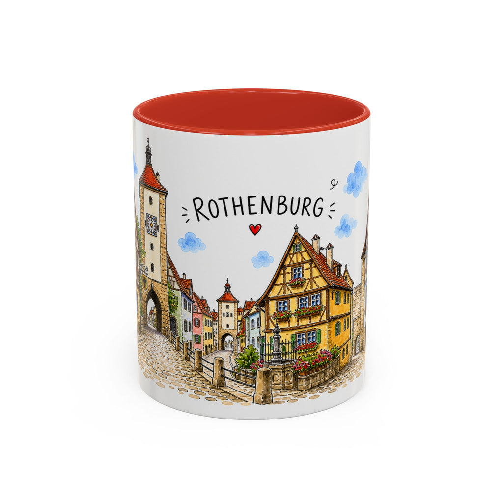 Rothenburg Illustrated Travel Mug | Germany Souvenir Accent Coffee Mug | 11oz 15oz Ceramic Cup