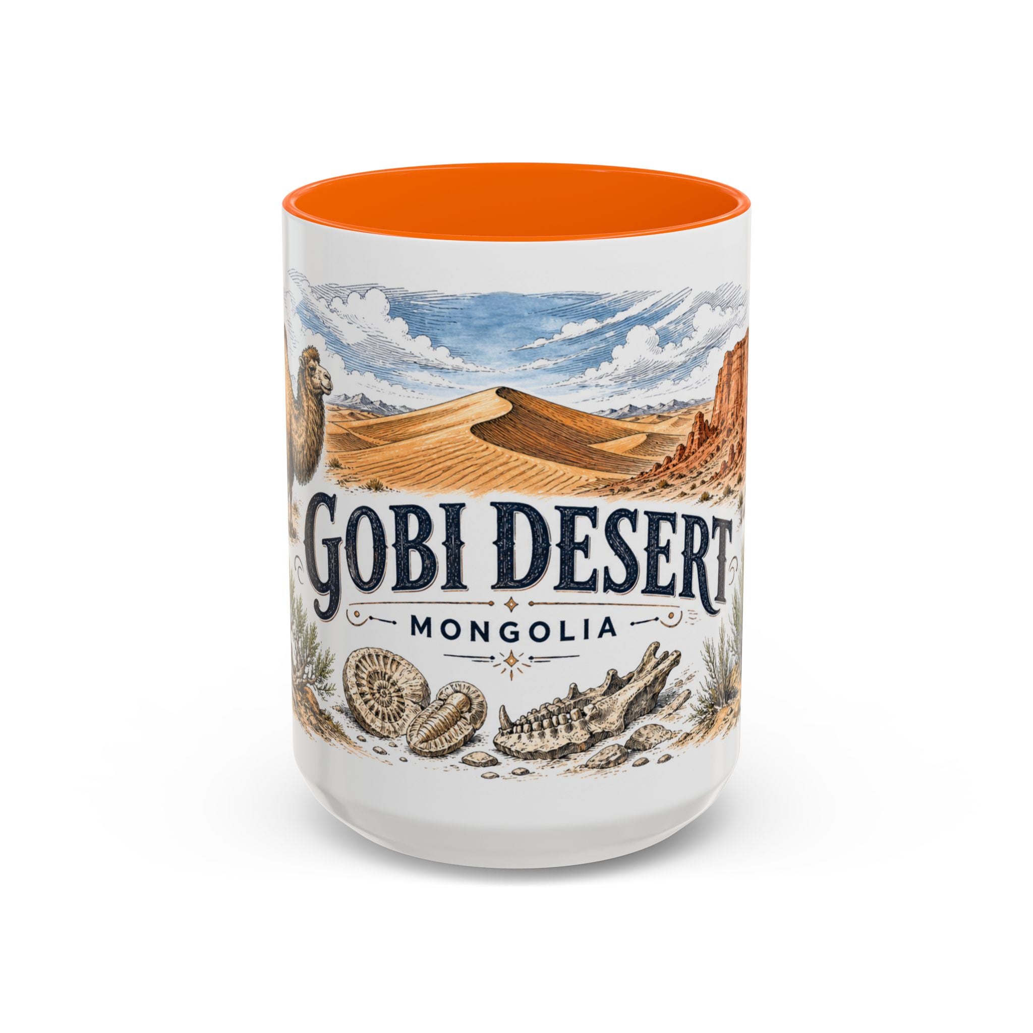 Gobi Desert Mug, Mongolia Travel Souvenir, Bucket List Gift, Accent Ceramic Coffee Mug 11oz 15oz