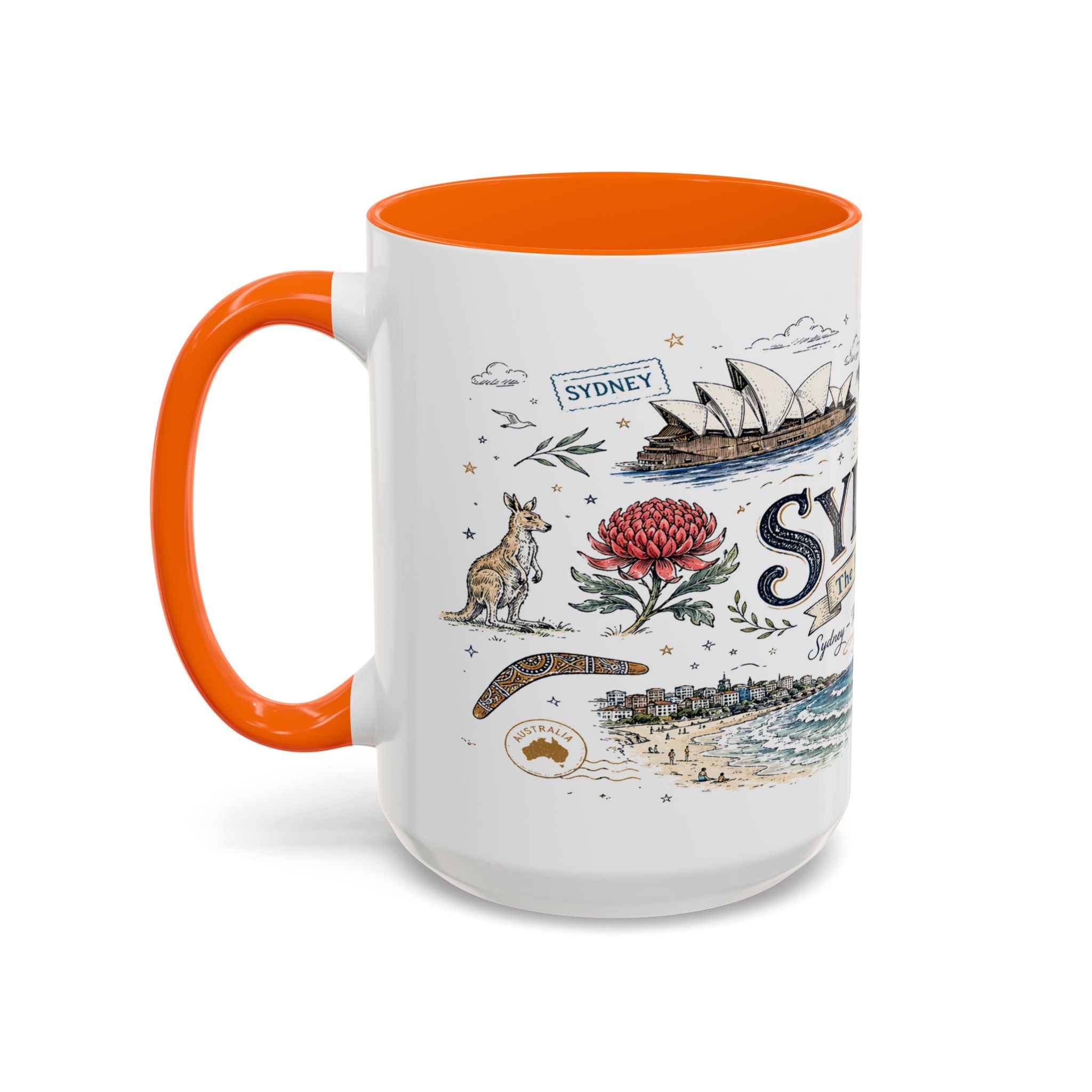 Sydney Coffee Mug | Australia Souvenir Travel Gift | Accent Color Ceramic 11oz 15oz