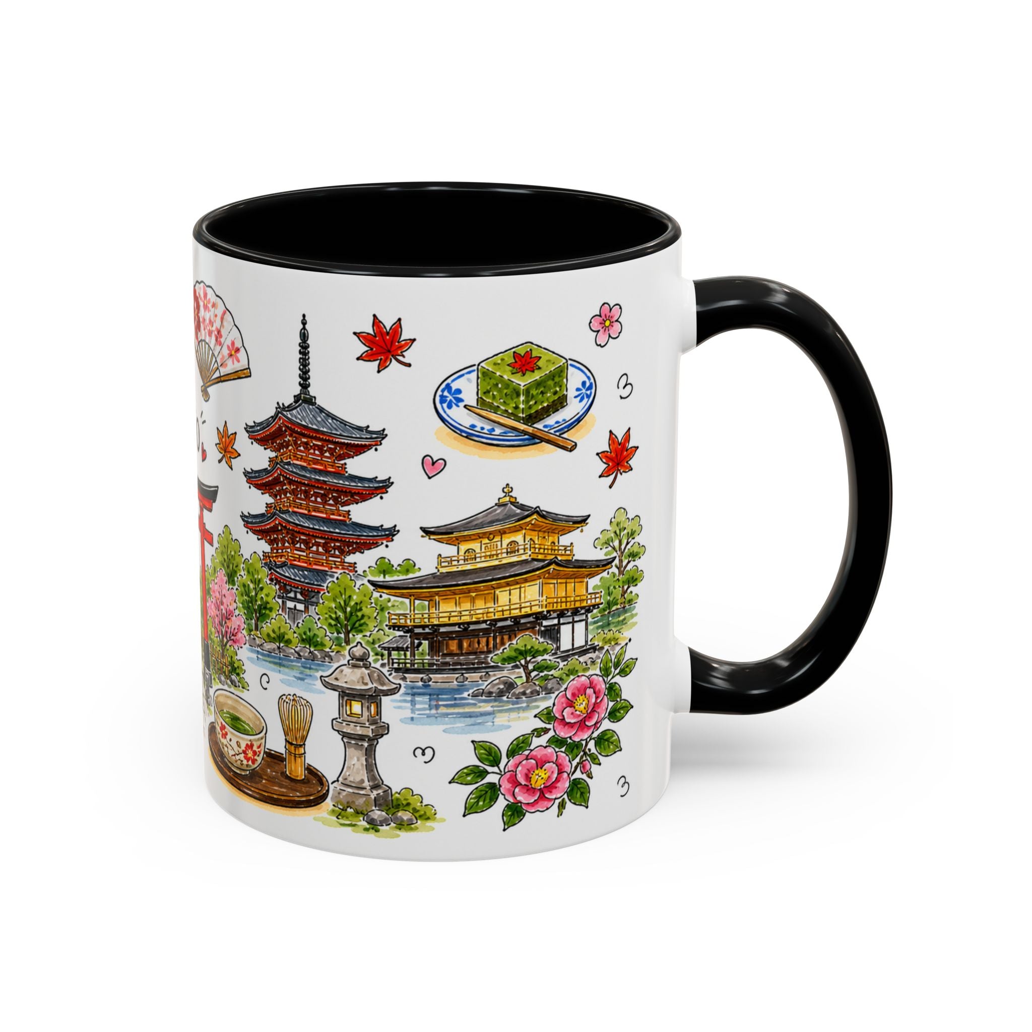 Kyoto Illustrated Travel Mug | City Souvenir Accent Coffee Mug | 11oz 15oz Ceramic Cup