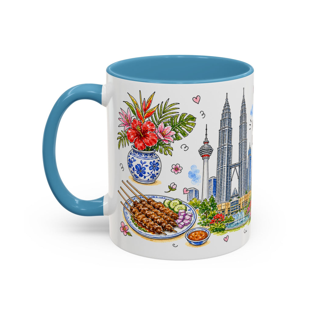 Kuala Lumpur Illustrated Travel Mug | City Souvenir Accent Coffee Mug | 11oz 15oz Ceramic Cup