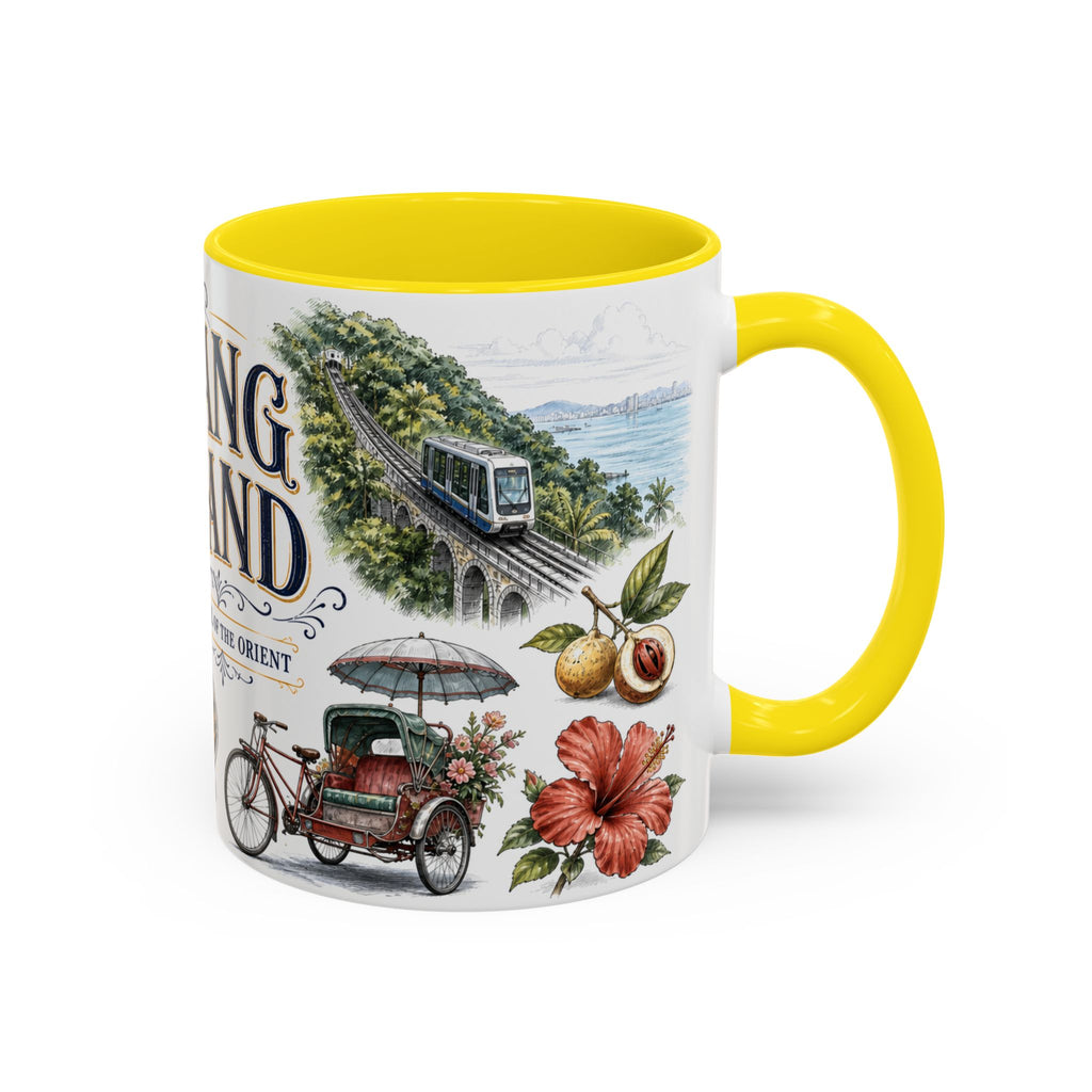 Penang Island Coffee Mug | Malaysia Travel Souvenir | Vintage Illustrated City Gift | 11 oz 15 oz Accent Mug