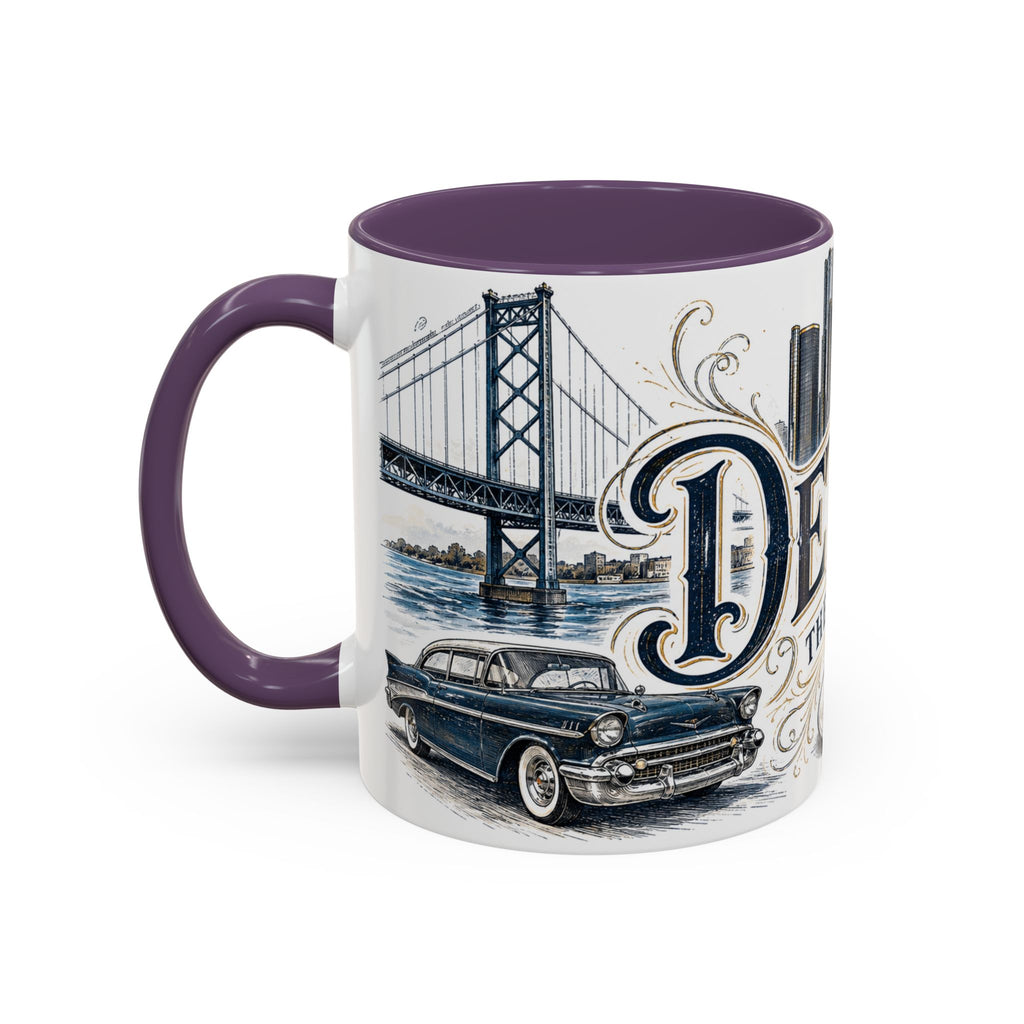 Detroit Coffee Mug | United States Travel Souvenir | Vintage Illustrated City Gift | 11 oz 15 oz Accent Mug