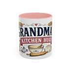 Grandma's Kitchen Hugs Coffee Mug | Gift From Grandkids | Accent Color Ceramic 11oz 15oz