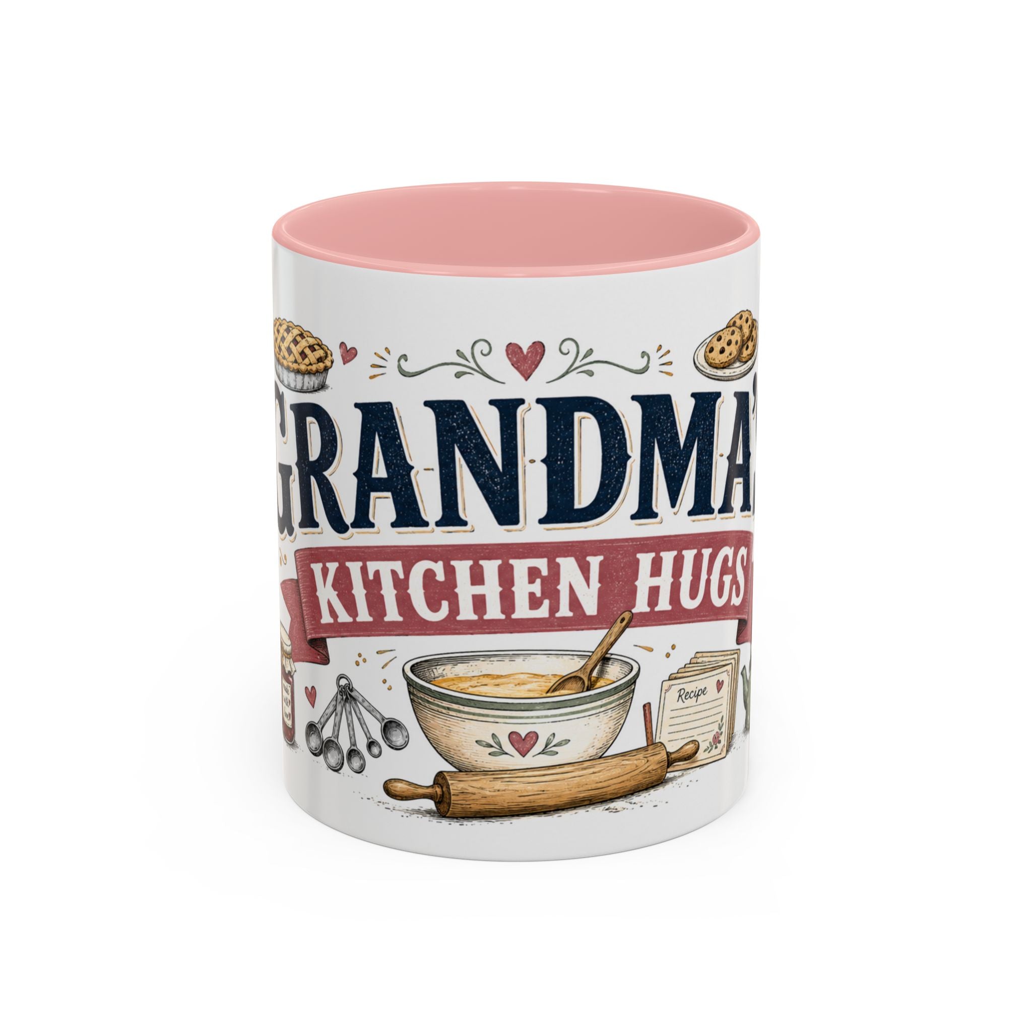 Grandma's Kitchen Hugs Coffee Mug | Gift From Grandkids | Accent Color Ceramic 11oz 15oz