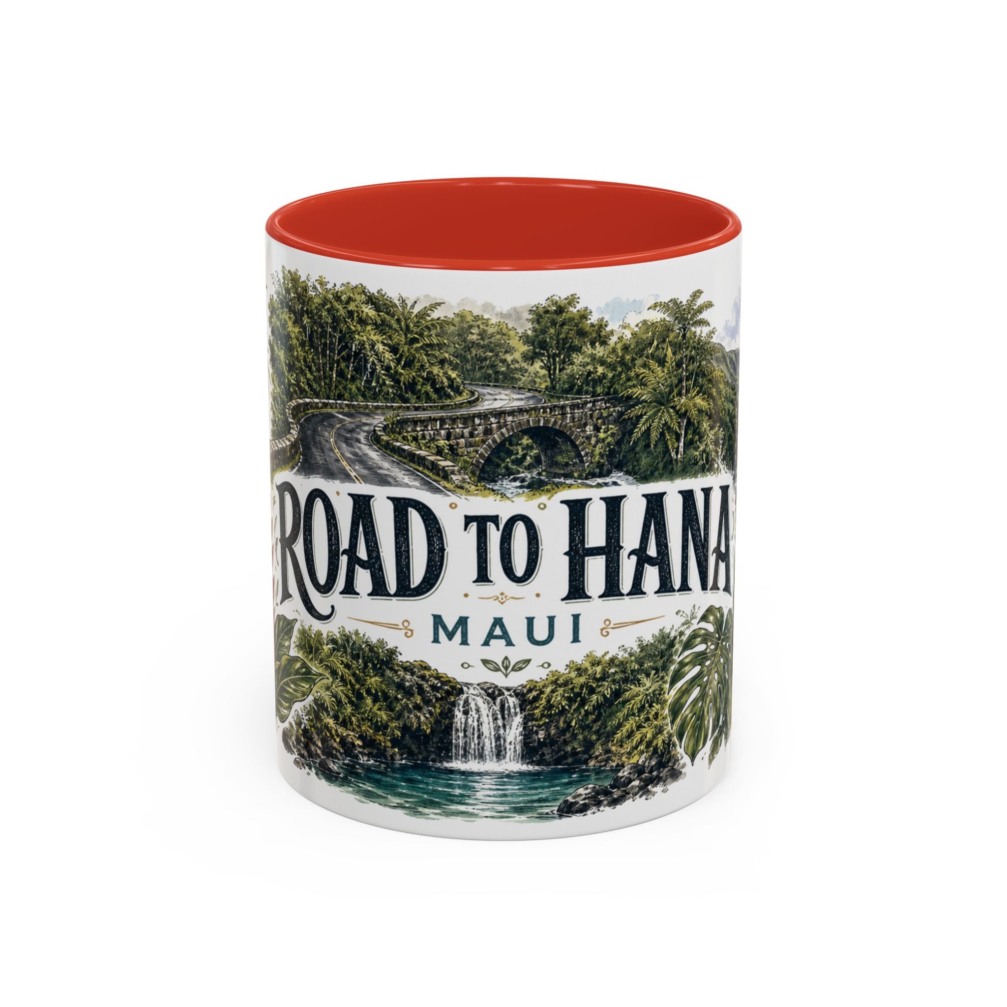 Road to Hana Mug, Maui Travel Souvenir, Bucket List Gift, Accent Ceramic Coffee Mug 11oz 15oz