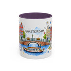 Amsterdam Travel Mug | European City Souvenir Accent Coffee Mug | 11oz 15oz Ceramic Cup