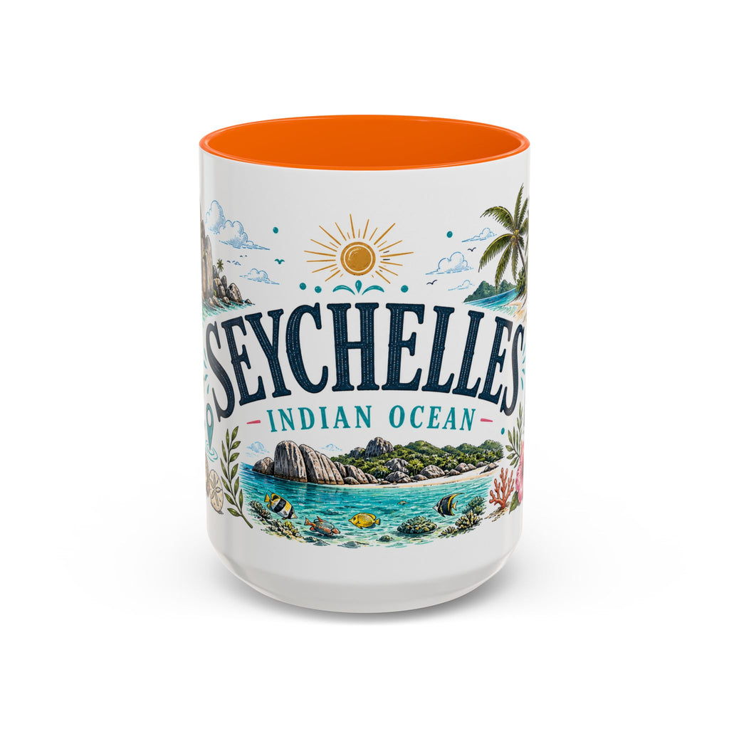 Seychelles Coffee Mug | Travel Destination Souvenir Gift | Accent Color Ceramic 11oz 15oz