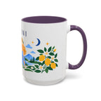 Gemini Zodiac Coffee Mug | Twins and Floral Design | Astrology Birthday Gift | 11 oz 15 oz Ceramic Accent Mug