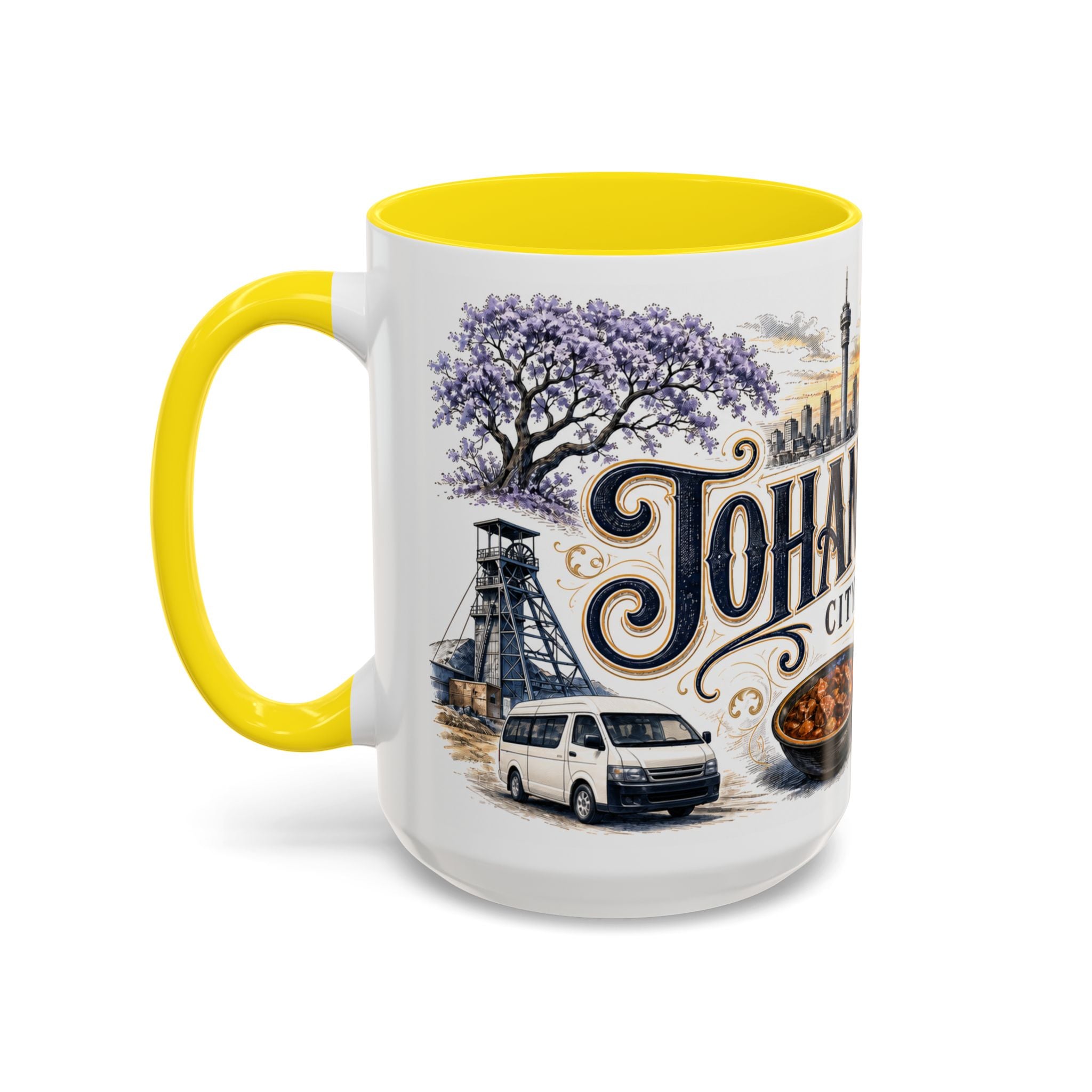 Johannesburg Coffee Mug | South Africa Travel Souvenir | Vintage Illustrated City Gift | 11 oz 15 oz Accent Mug