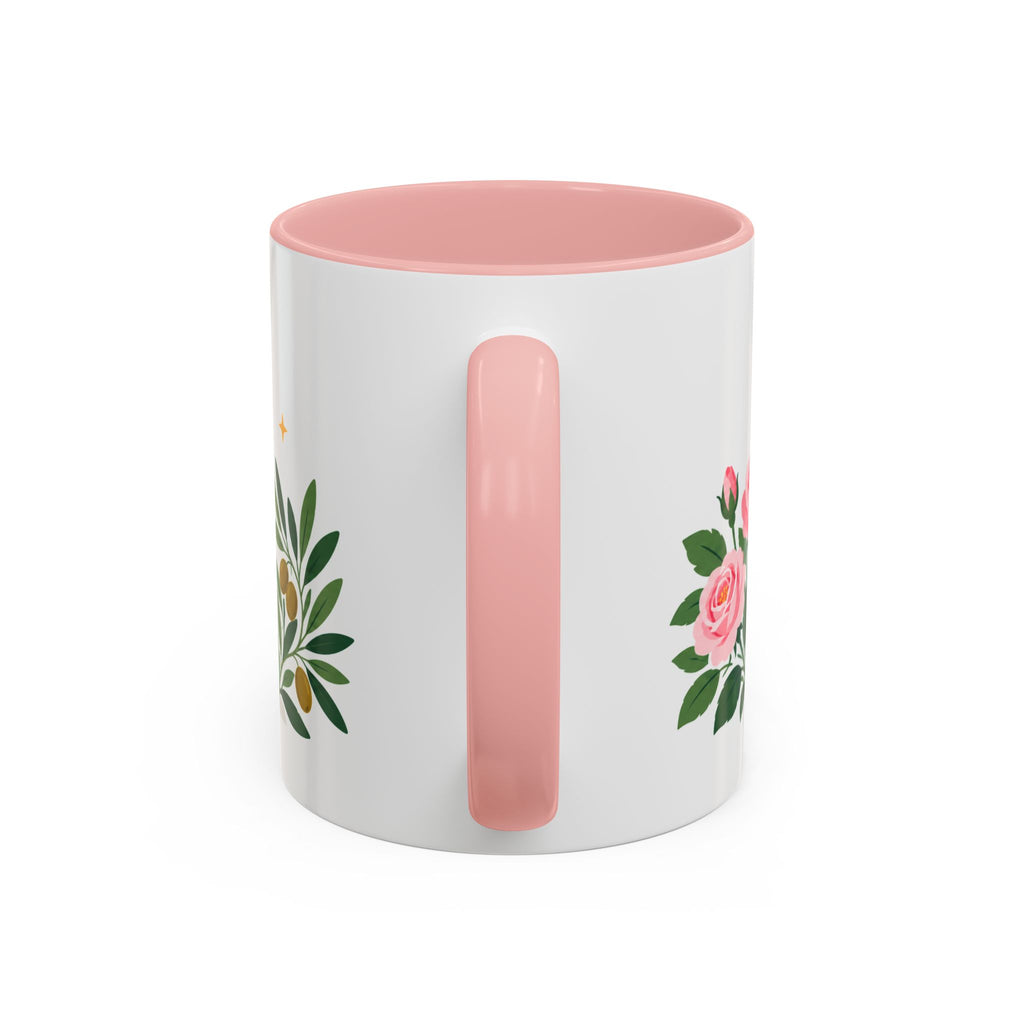 Libra Zodiac Coffee Mug | Scales and Rose Design | Astrology Birthday Gift | 11 oz 15 oz Ceramic Accent Mug