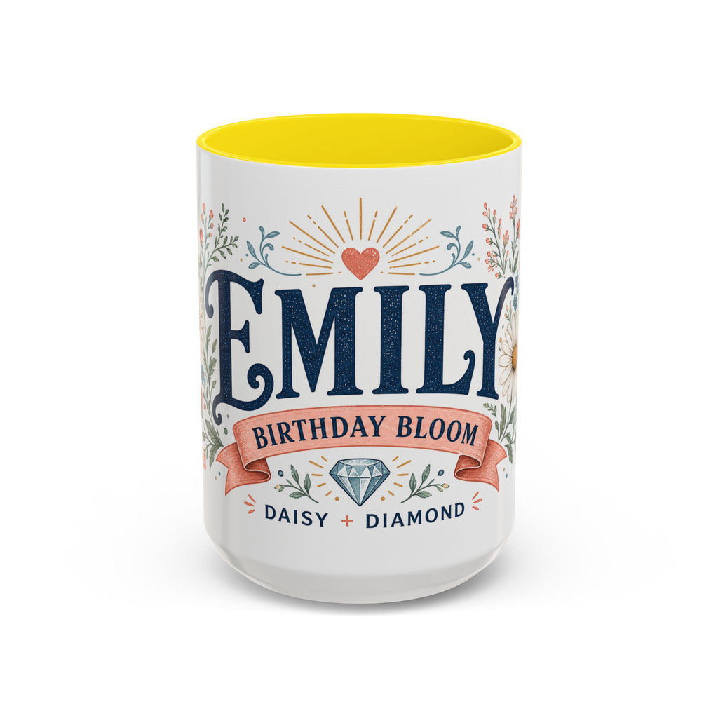 Personalized Name Birth Month Mug | Birth Flower Stone Birthday Gift | 11oz 15oz