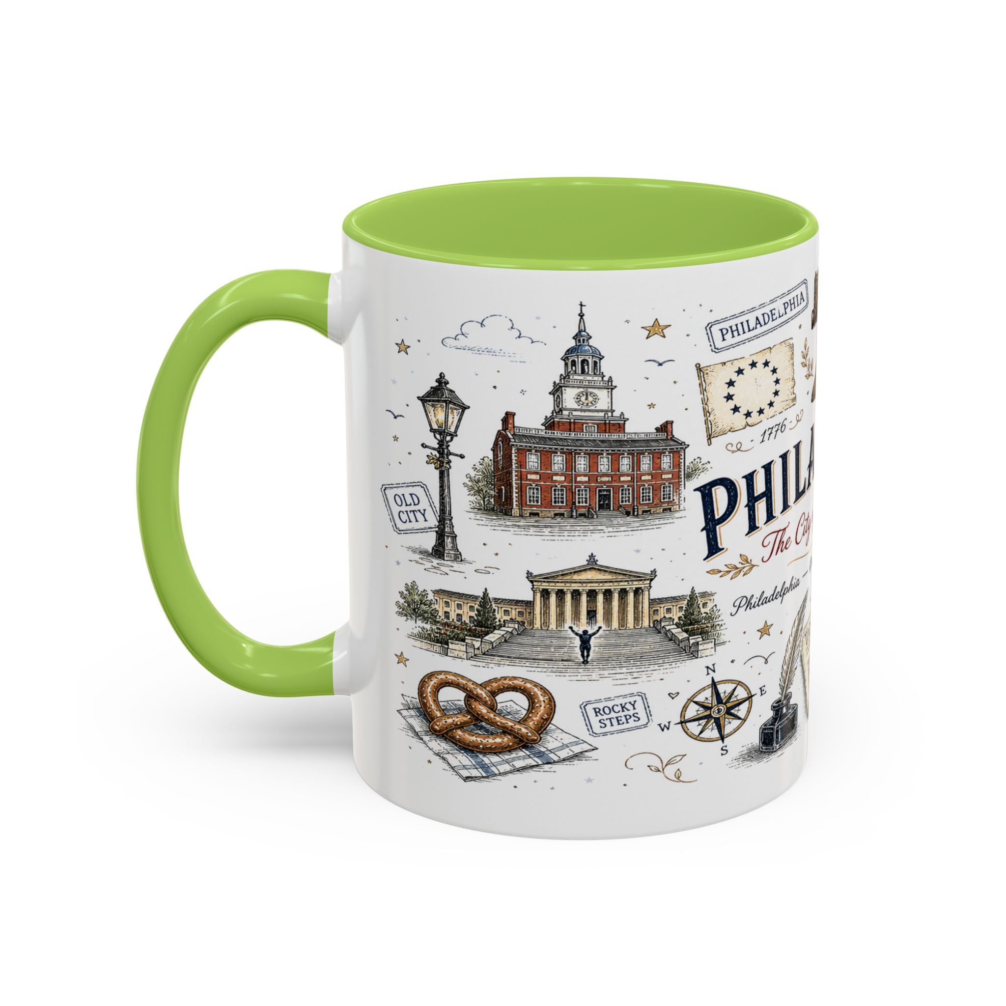 Philadelphia Coffee Mug | Pennsylvania Souvenir City Gift | Accent Color Ceramic 11oz 15oz