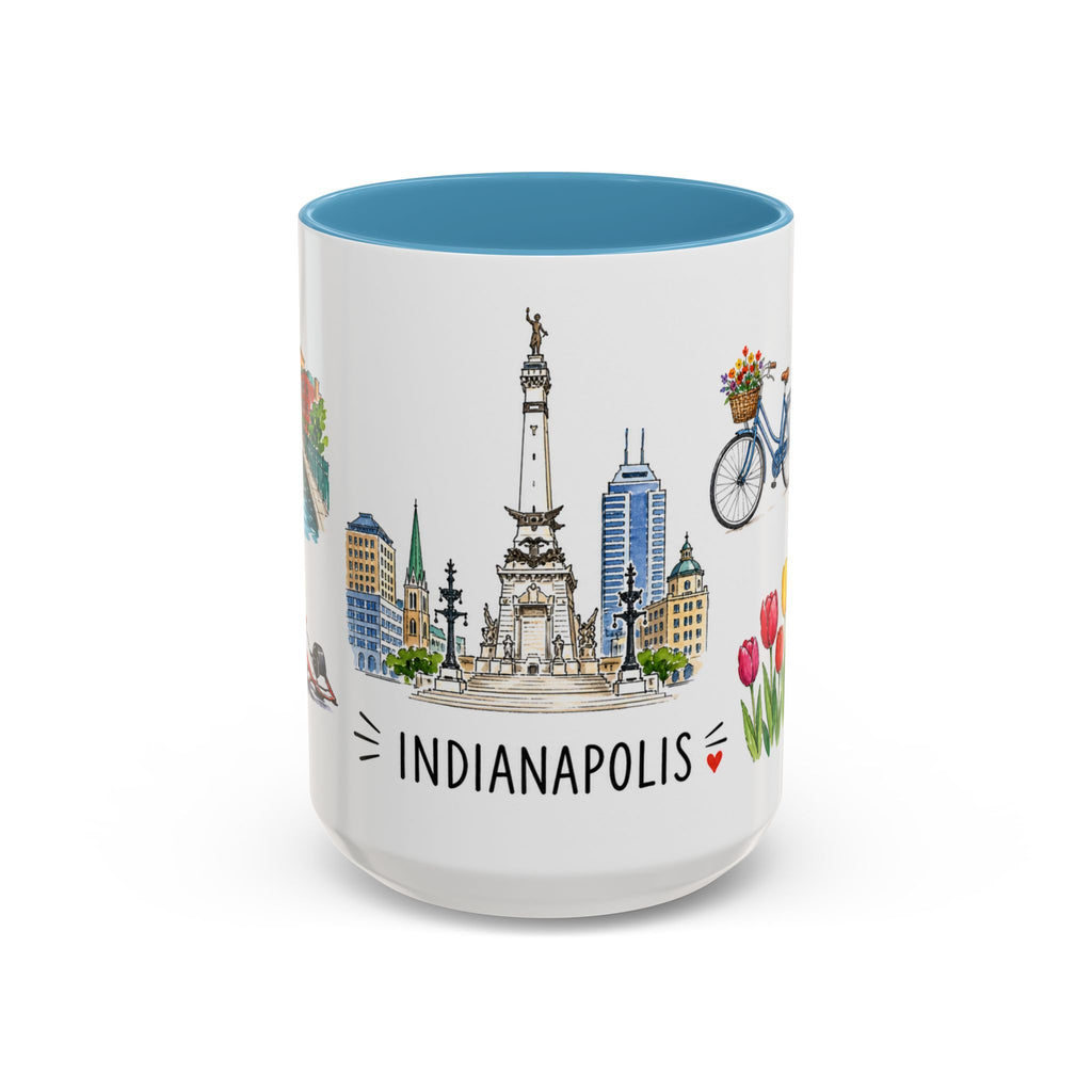 Indianapolis Illustrated Travel Mug | City Souvenir Accent Coffee Mug | 11oz 15oz Ceramic Cup