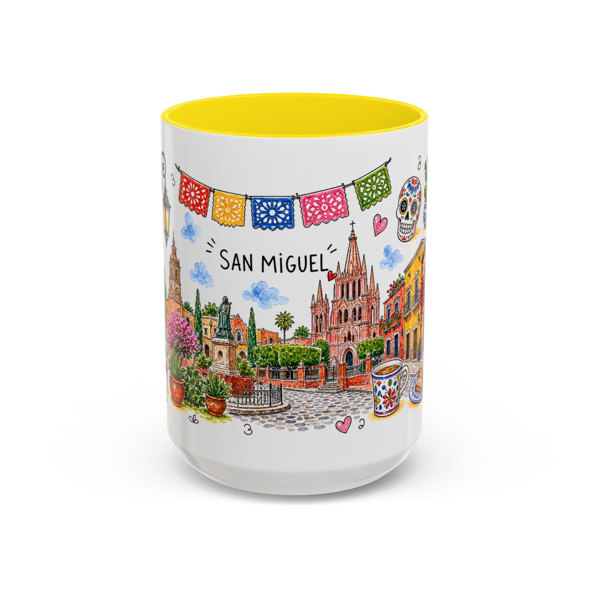 San Miguel de Allende Illustrated Travel Mug | City Souvenir Accent Coffee Mug | 11oz 15oz Ceramic Cup