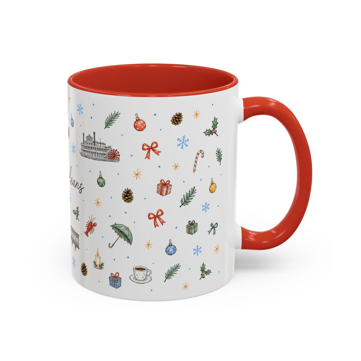 New Orleans Christmas Mug | Watercolor City Souvenir, Travel Gift (11oz/15oz)