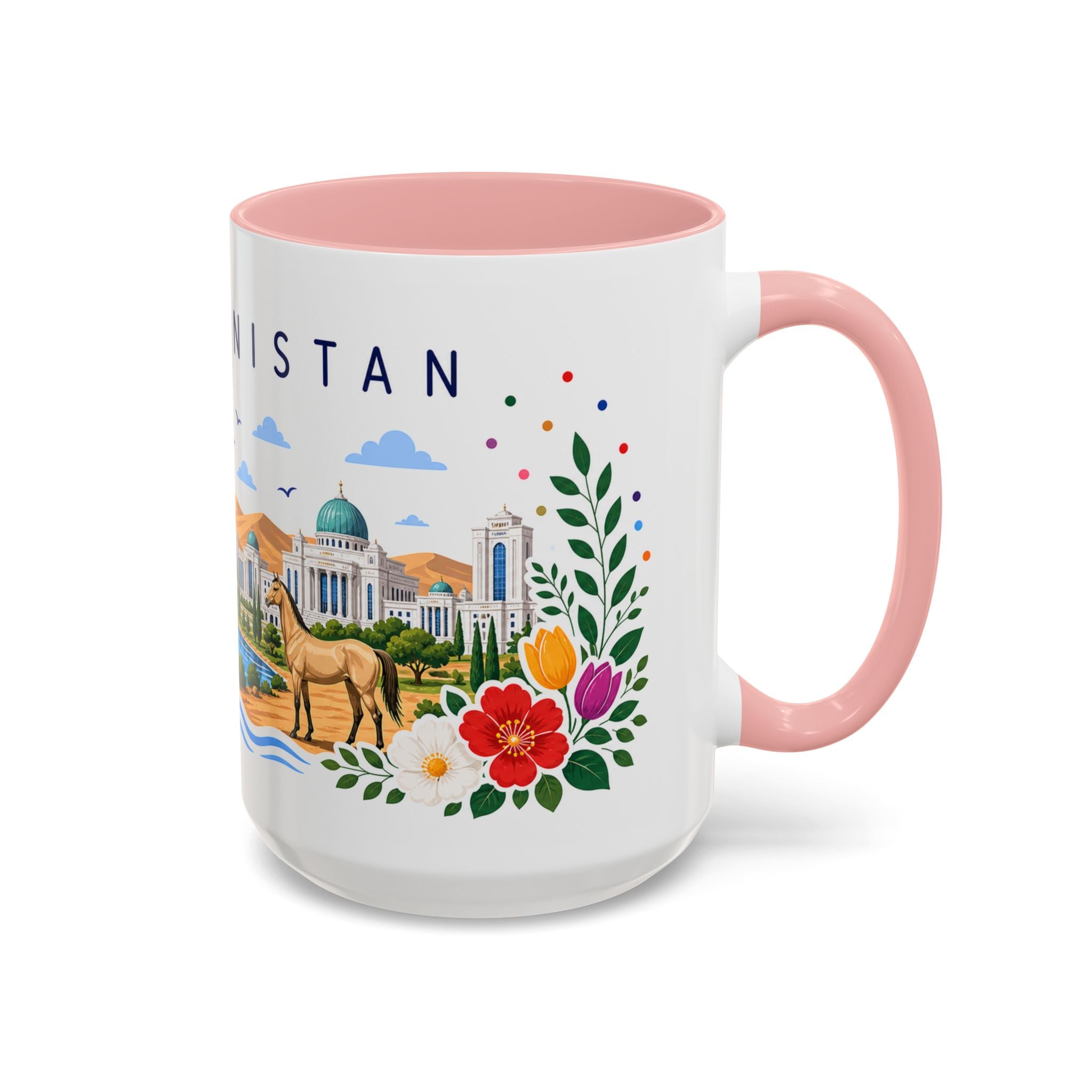 Turkmenistan Coffee Mug | Travel Souvenir Accent Mug | Place Gift Ceramic Cup 11oz 15oz