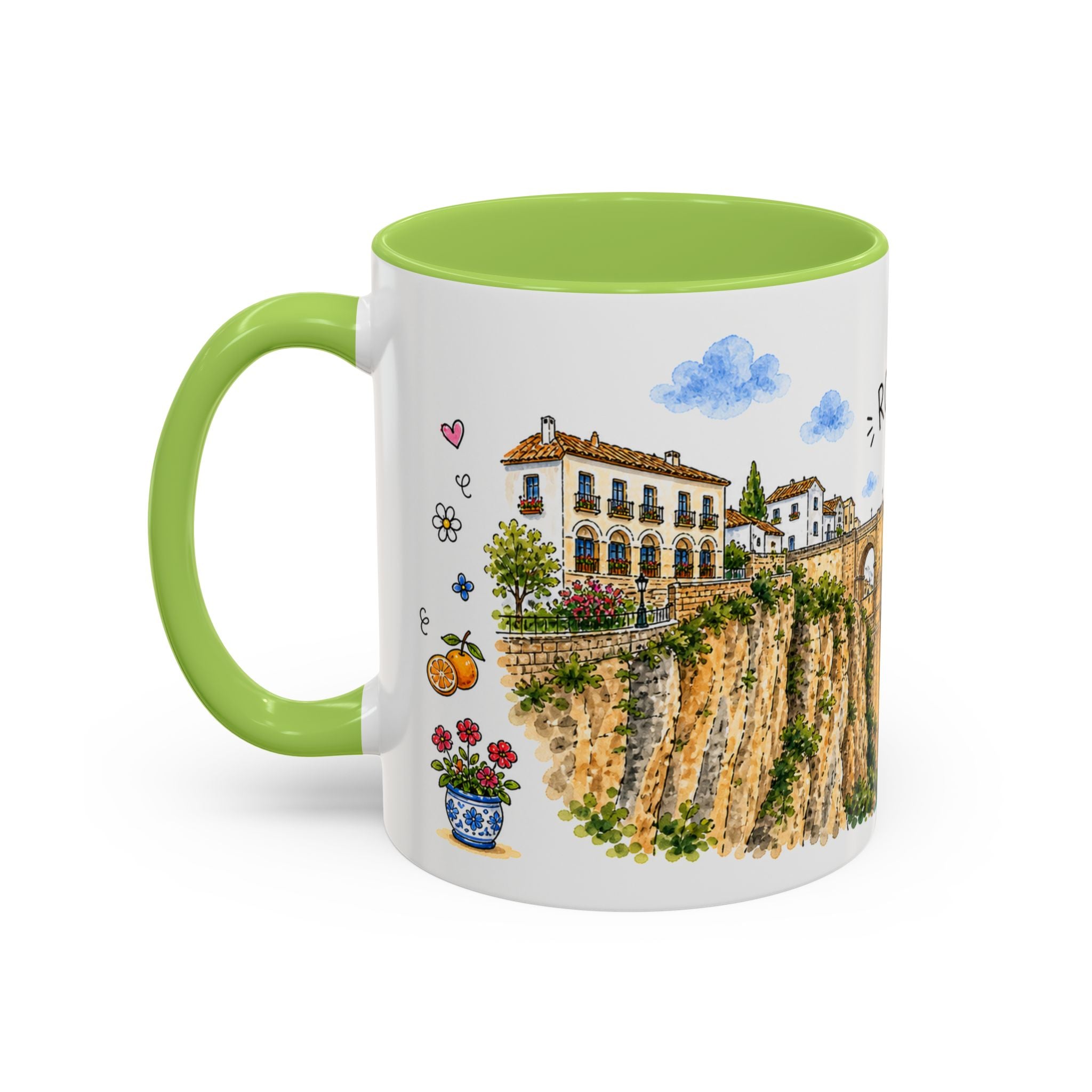 Ronda Illustrated Travel Mug | Spain Souvenir Accent Coffee Mug | 11oz 15oz Ceramic Cup