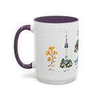 Seoul Coffee Mug | South Korea Travel Souvenir | Porcelain Decal City Gift | 11oz 15oz Accent Mug