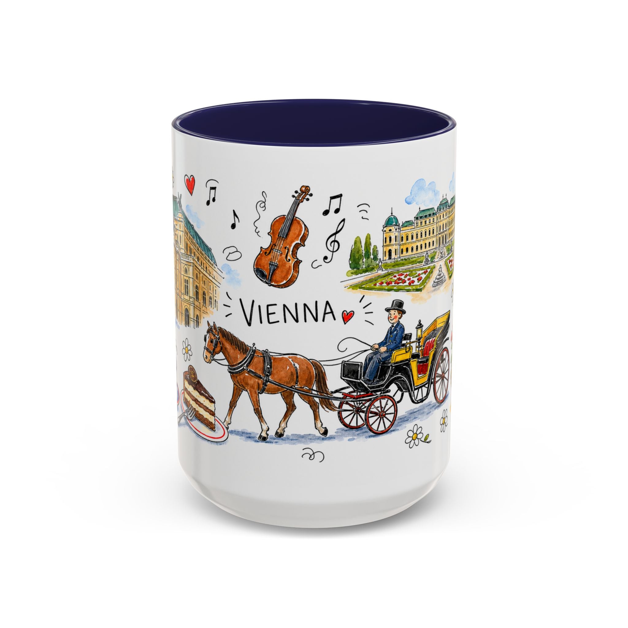 Vienna Travel Mug | European City Souvenir Accent Coffee Mug | 11oz 15oz Ceramic Cup