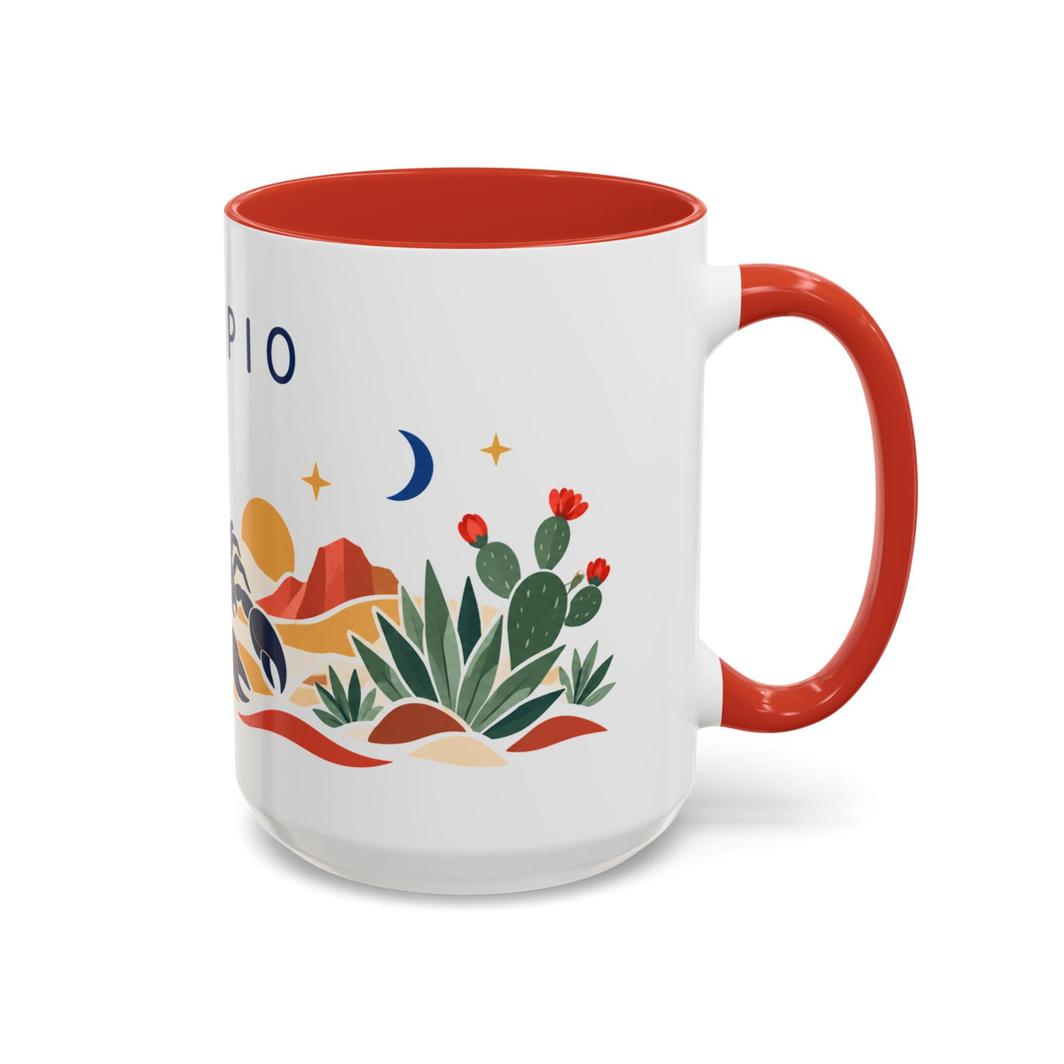 Scorpio Zodiac Coffee Mug | Scorpion and Desert Design | Astrology Birthday Gift | 11 oz 15 oz Ceramic Accent Mug