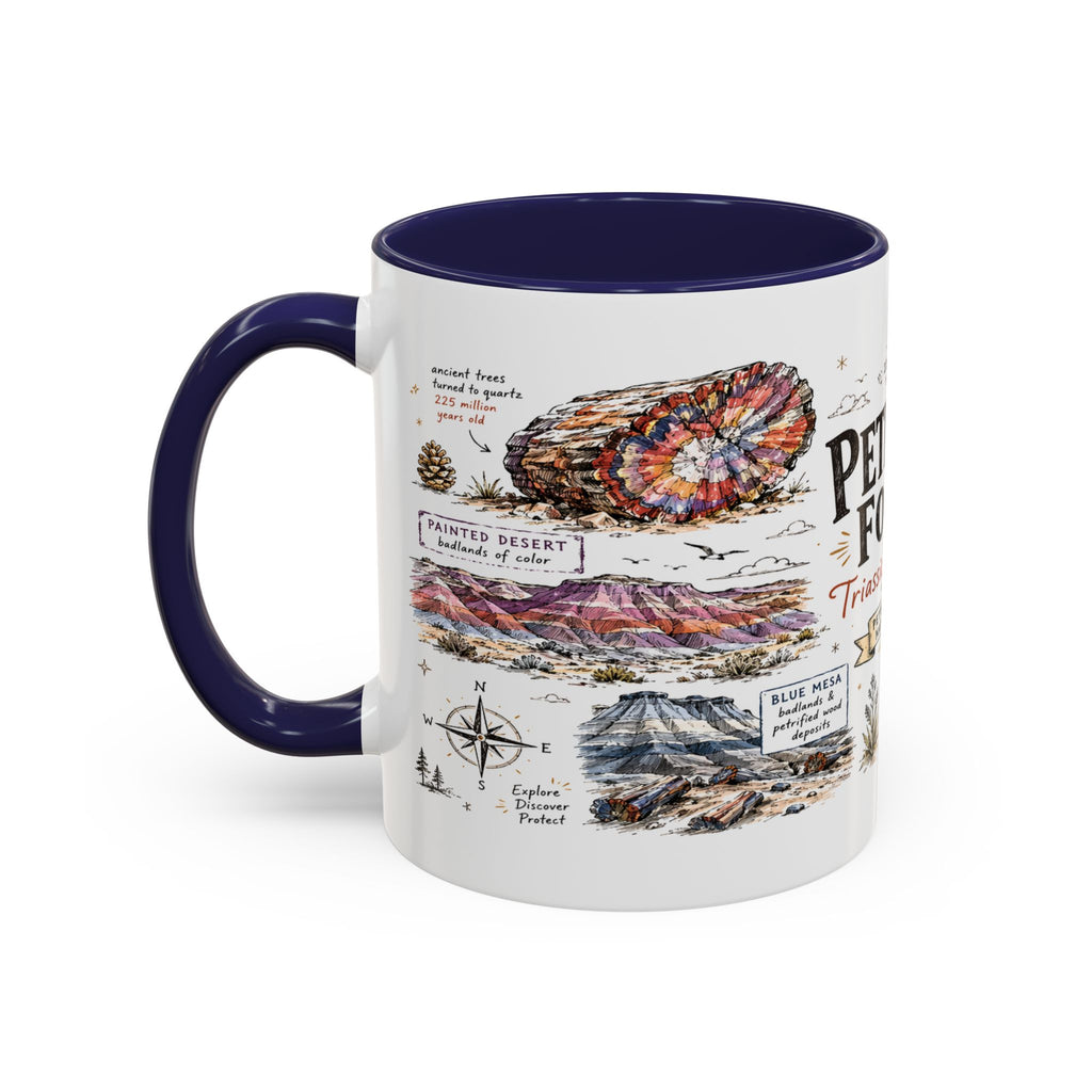 Petrified Forest National Park Coffee Mug | Arizona Painted Desert Fossil Gift | Accent Color Ceramic 11oz 15oz