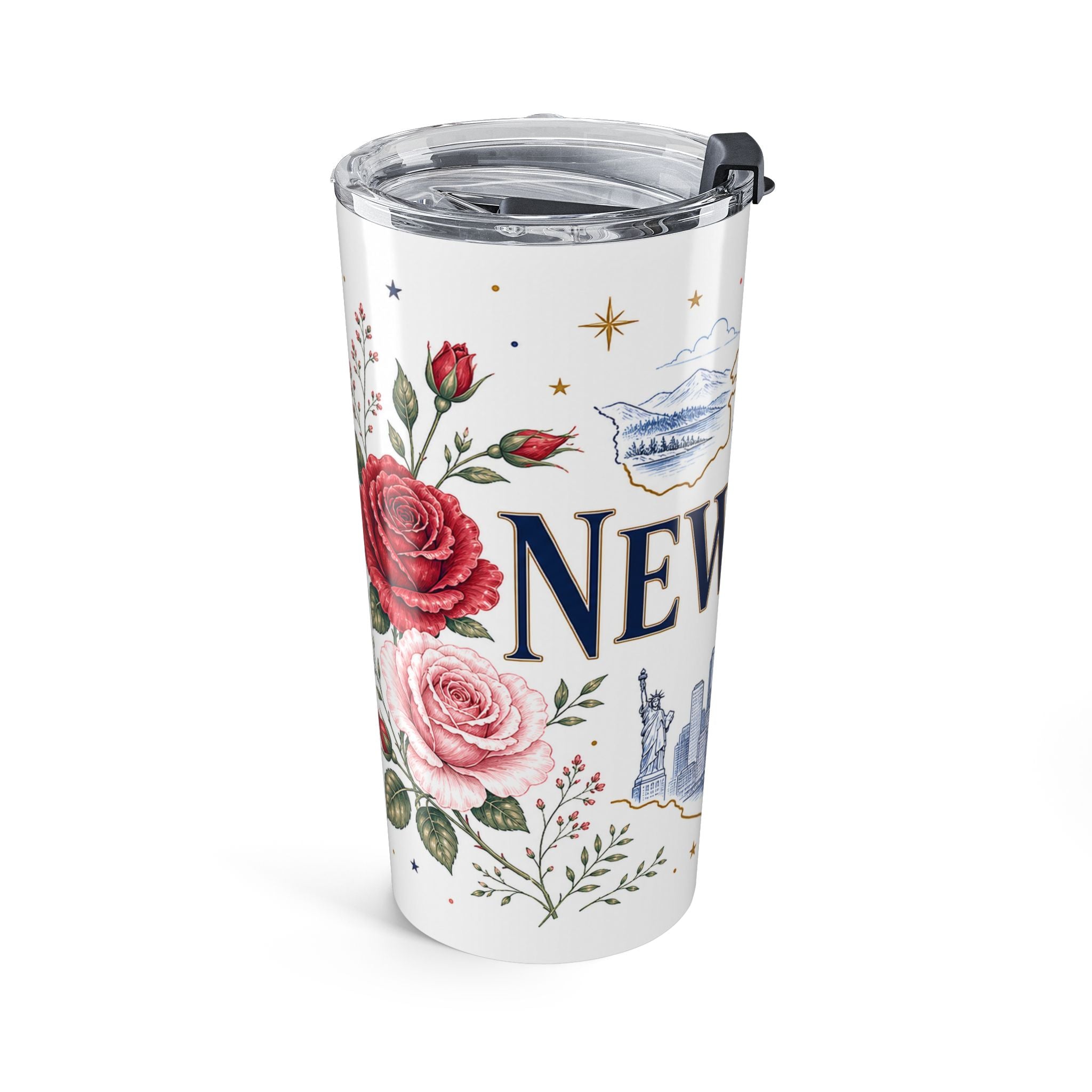 New York State Flower 20oz Tumbler | New York Botanical Gift | Insulated Stainless Steel Travel Cup