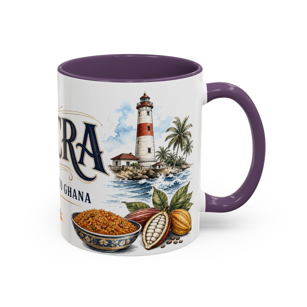 Accra Coffee Mug | Ghana Travel Souvenir | Vintage Illustrated City Gift | 11 oz 15 oz Accent Mug