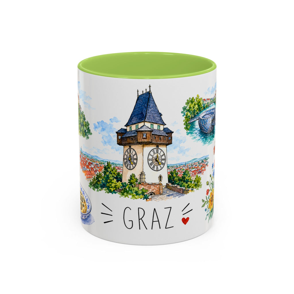 Graz Illustrated Travel Mug | City Souvenir Accent Coffee Mug | 11oz 15oz Ceramic Cup