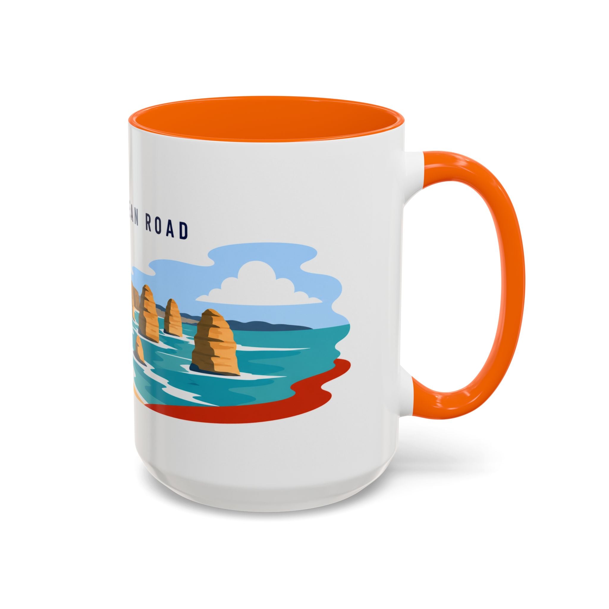 Great Ocean Road Coffee Mug | Travel Destination Souvenir Gift | Accent Color Ceramic 11oz 15oz