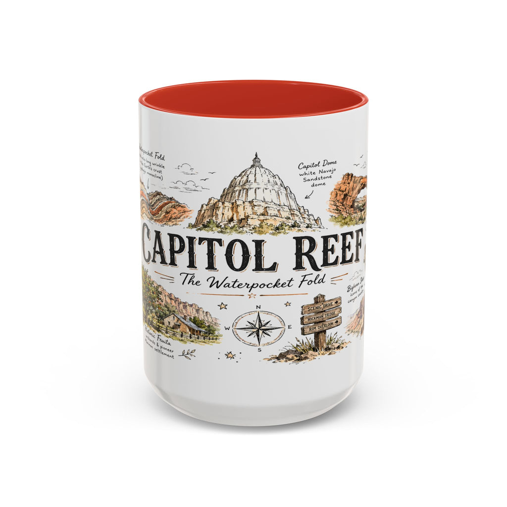 Capitol Reef National Park Coffee Mug | Utah Sandstone Canyon Hiking Gift | Accent Color Ceramic 11oz 15oz